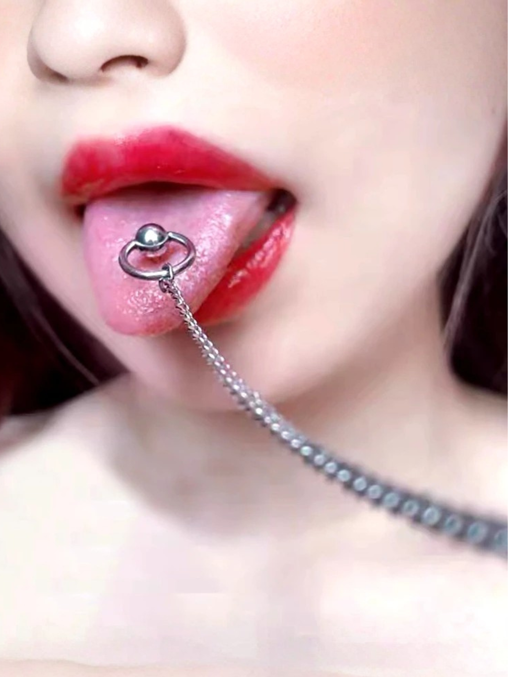 Lip Horseshoe Tongue Ring Chain