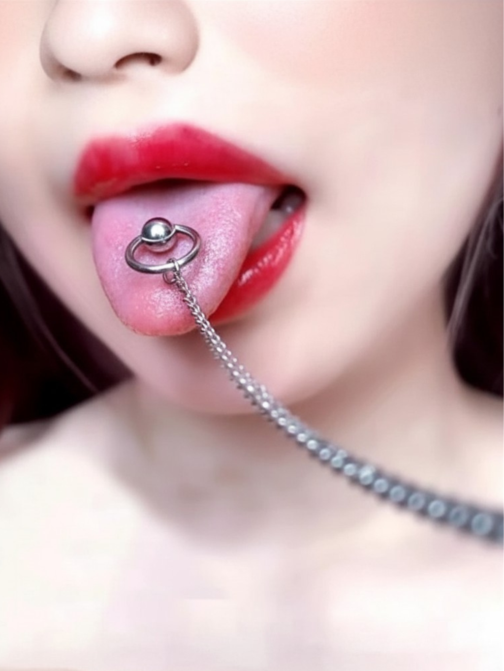 Lip Horseshoe Tongue Ring Chain