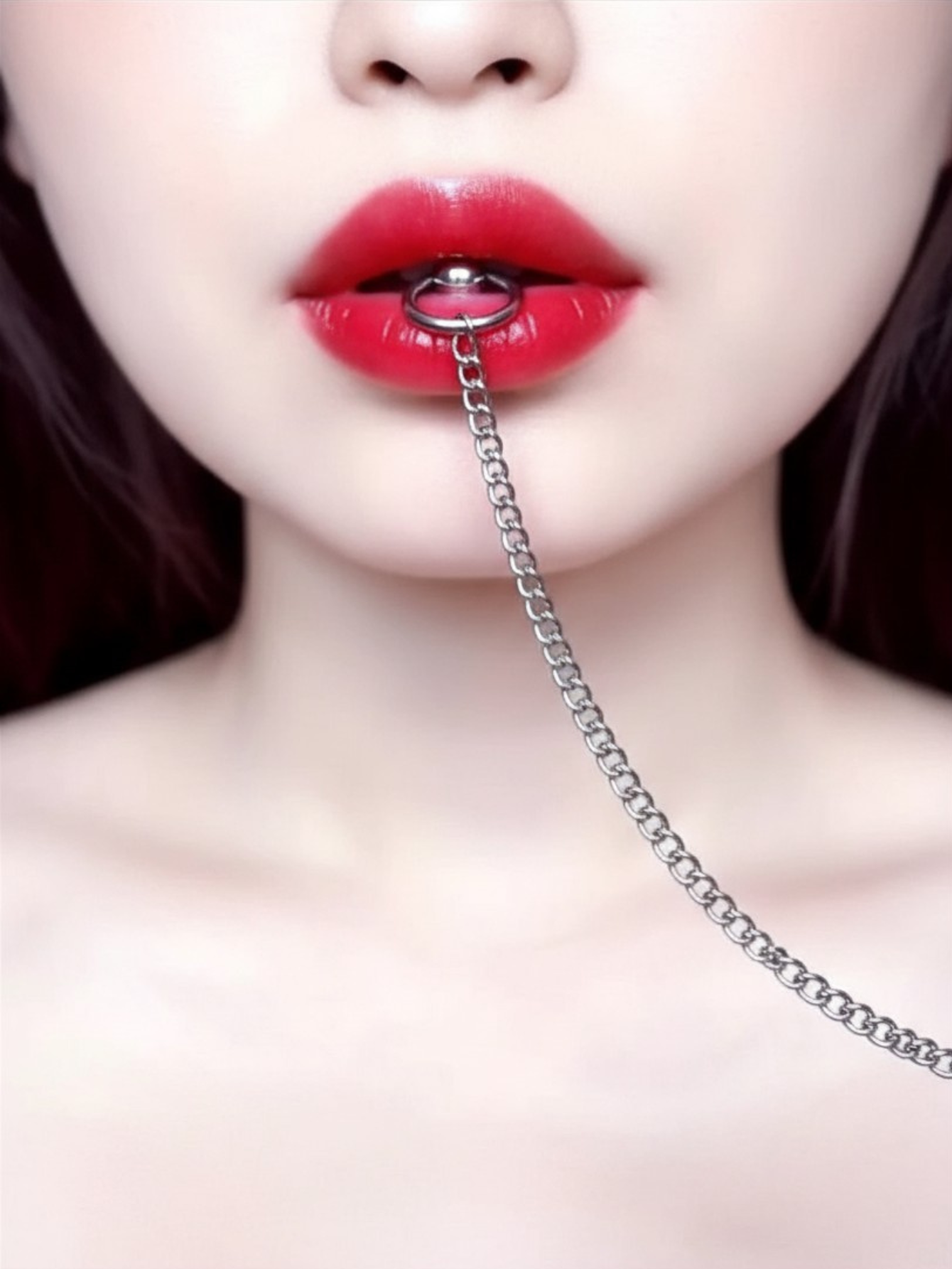 Lip Horseshoe Tongue Ring Chain