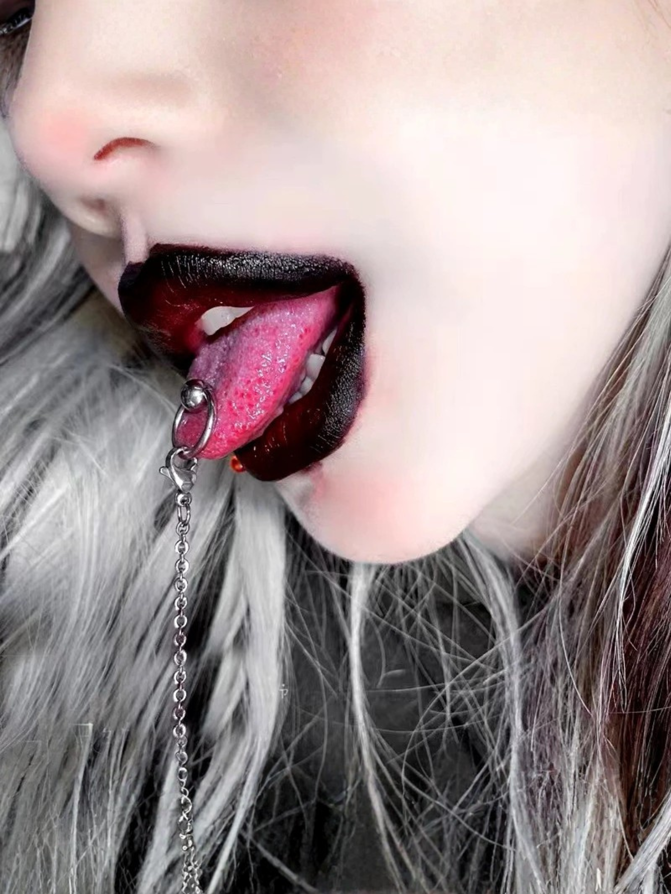 Lip Horseshoe Tongue Ring Chain