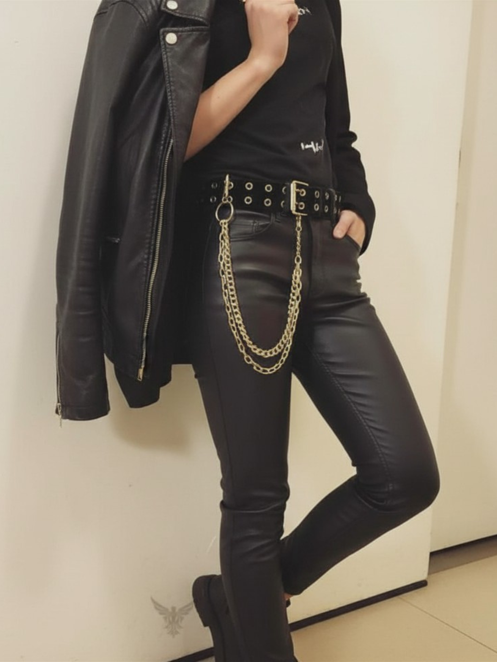 Gold & Black Grommet Belt
