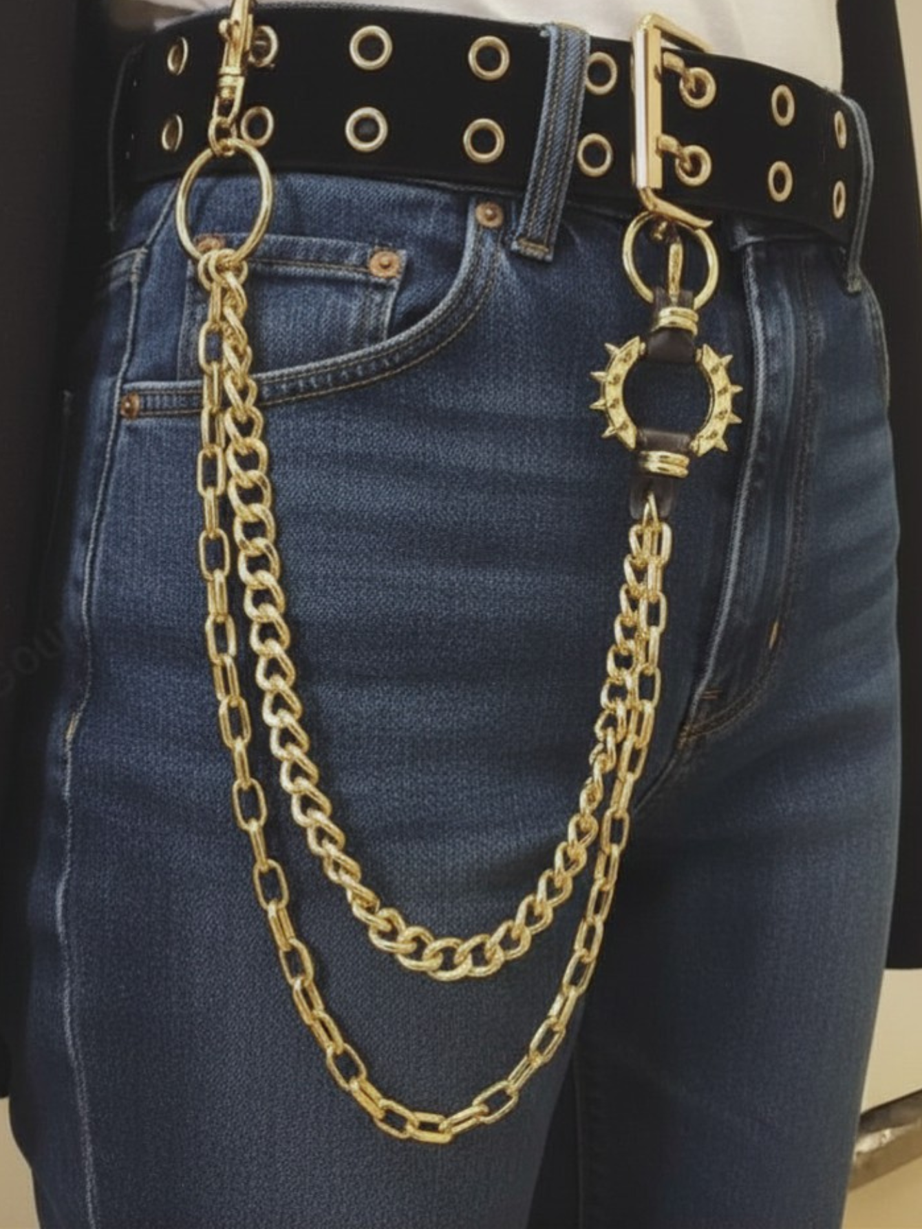 Gold & Black Grommet Belt