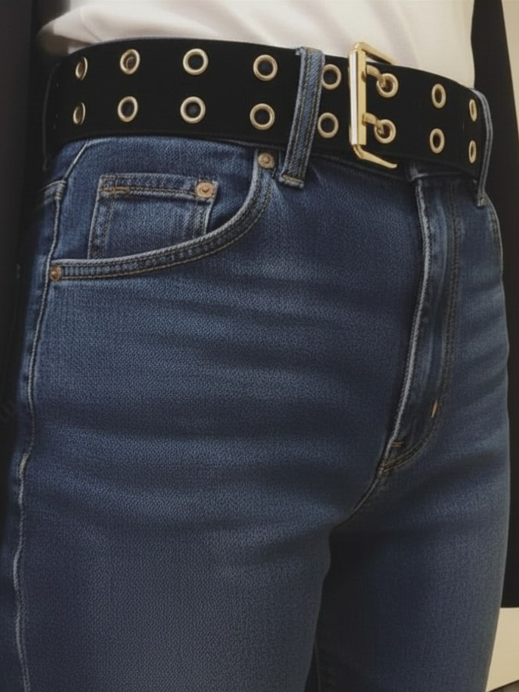 Gold & Black Grommet Belt