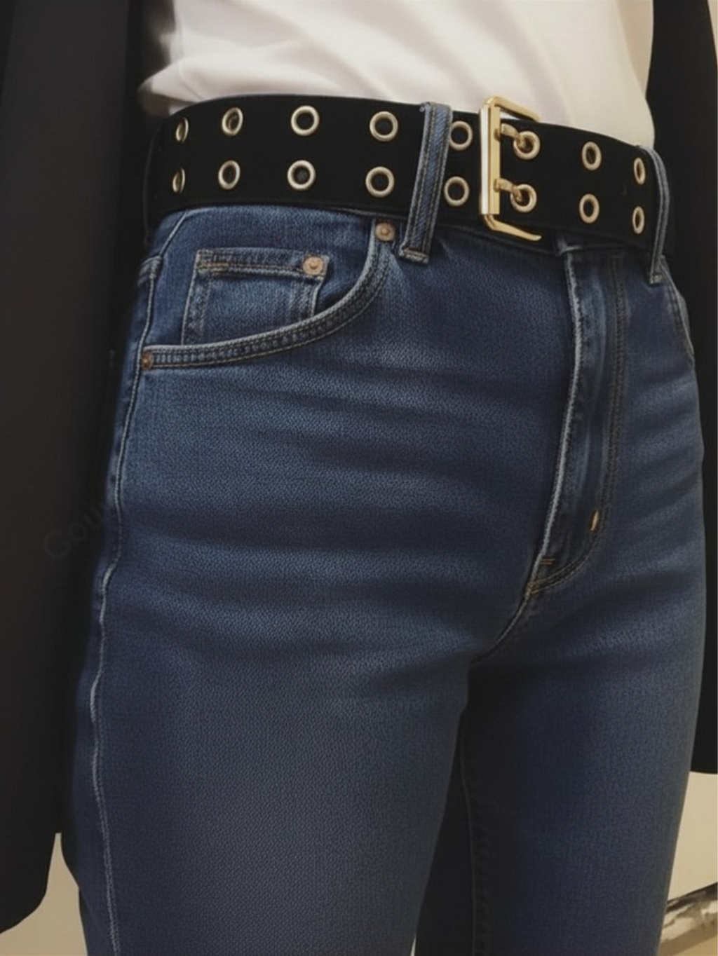 Gold & Black Grommet Belt