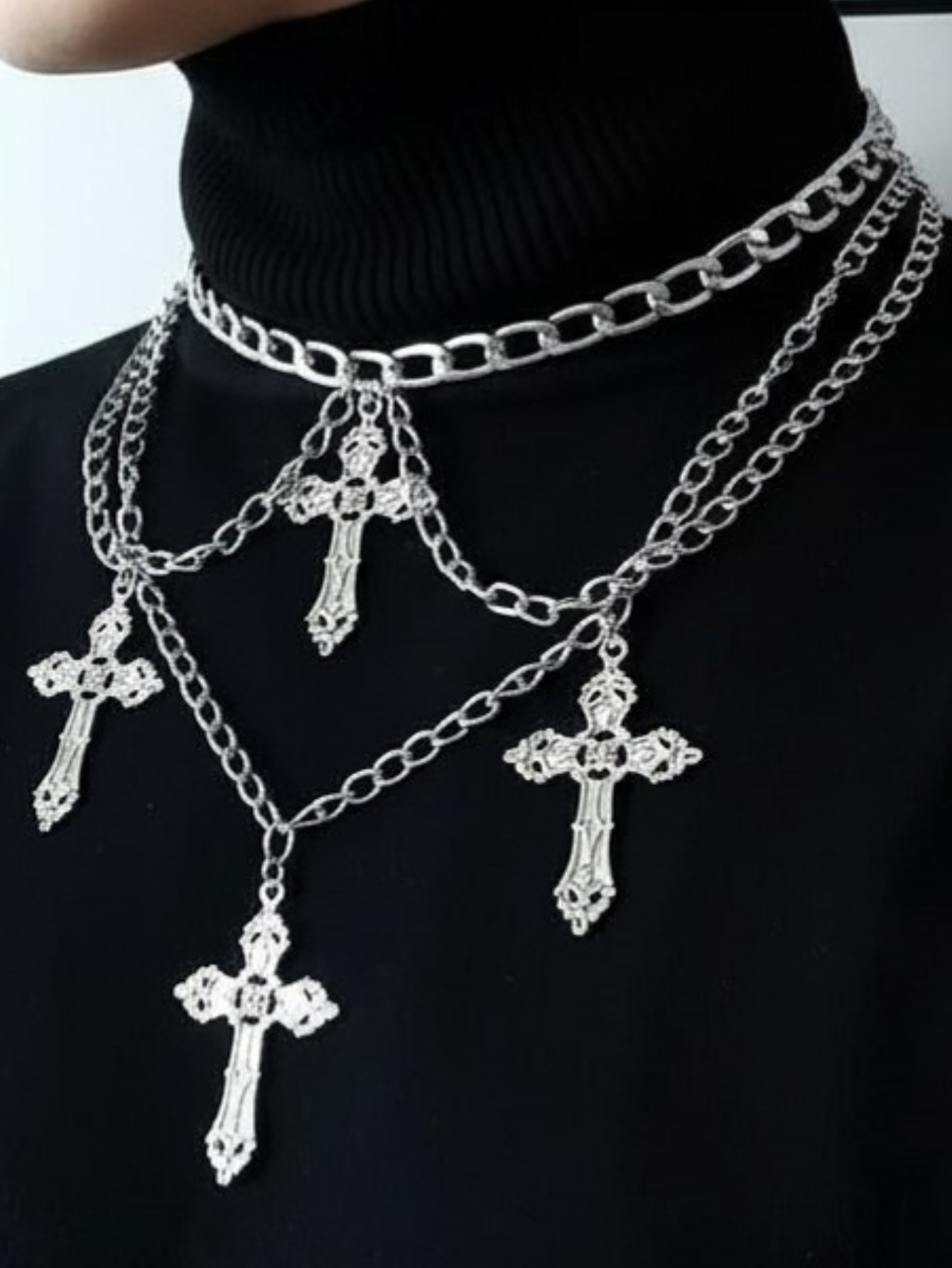 Layered Emo Punk Chain Necklace