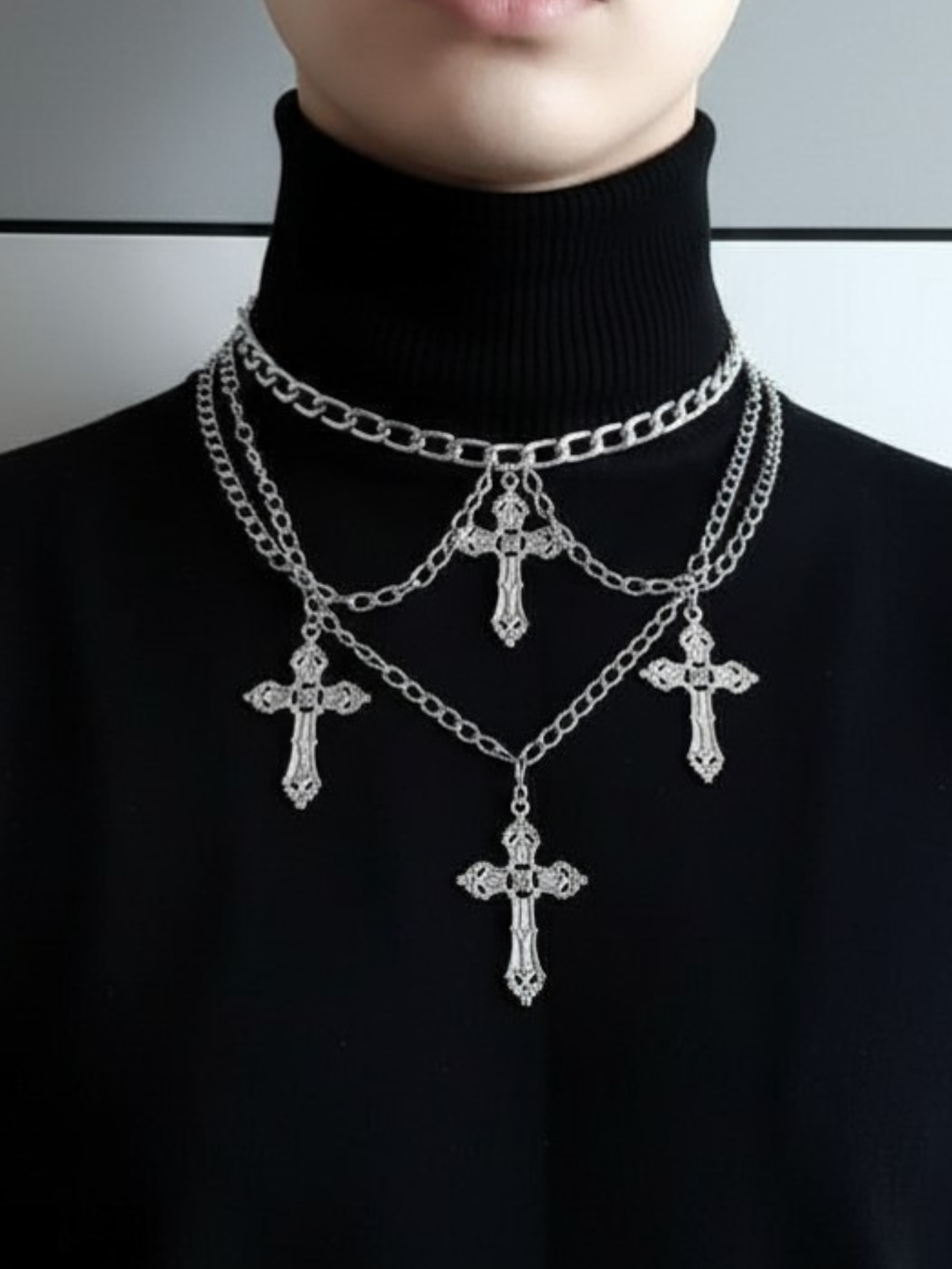 Layered Emo Punk Chain Necklace