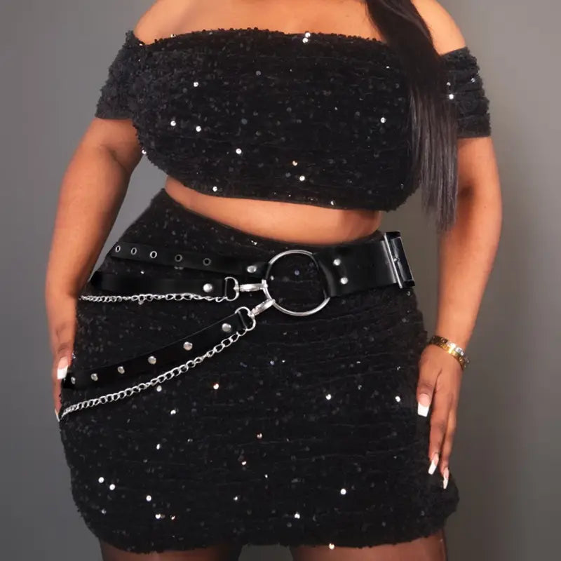 Layered Grommet Chain Belt