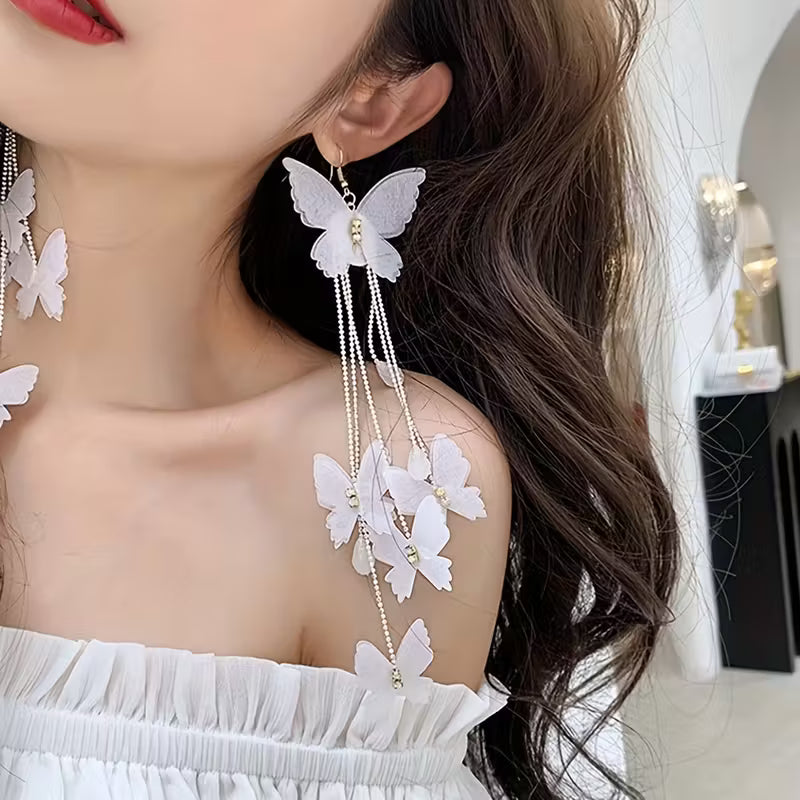 White Butterfly Earrings