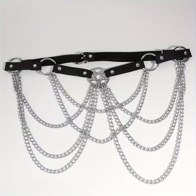 Emo Star Astrology Chain Mail Belt