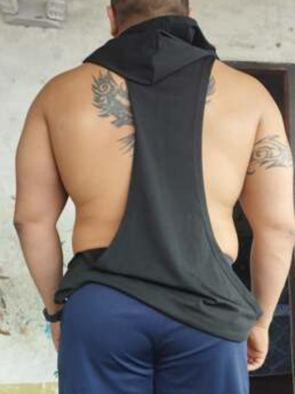 Black Sleeveless Hoodie