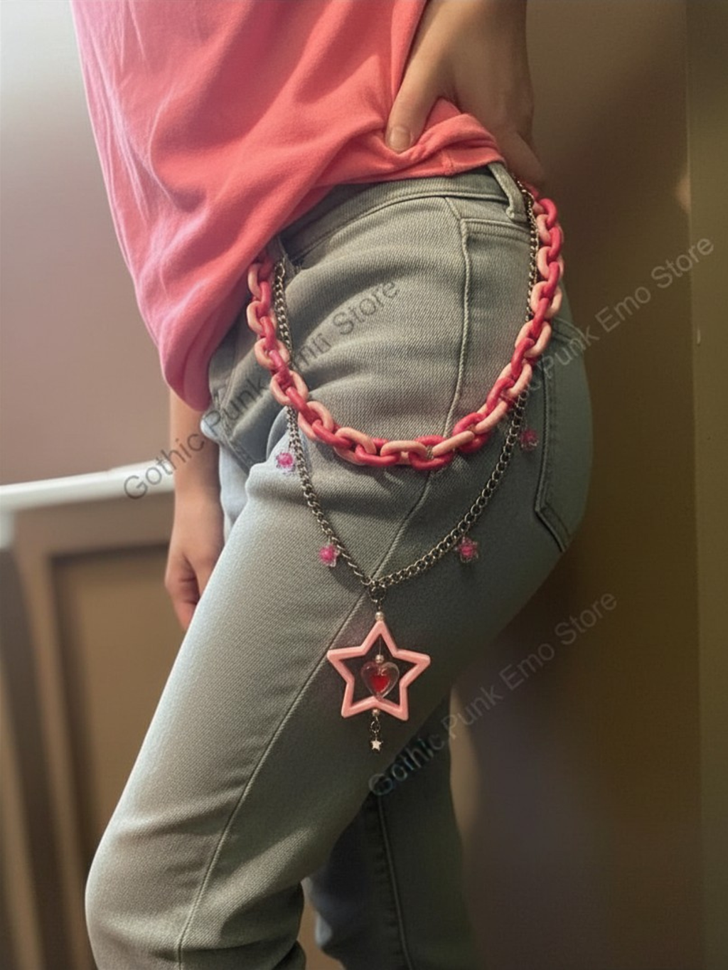 Kandi Hot Pink Pants Chain