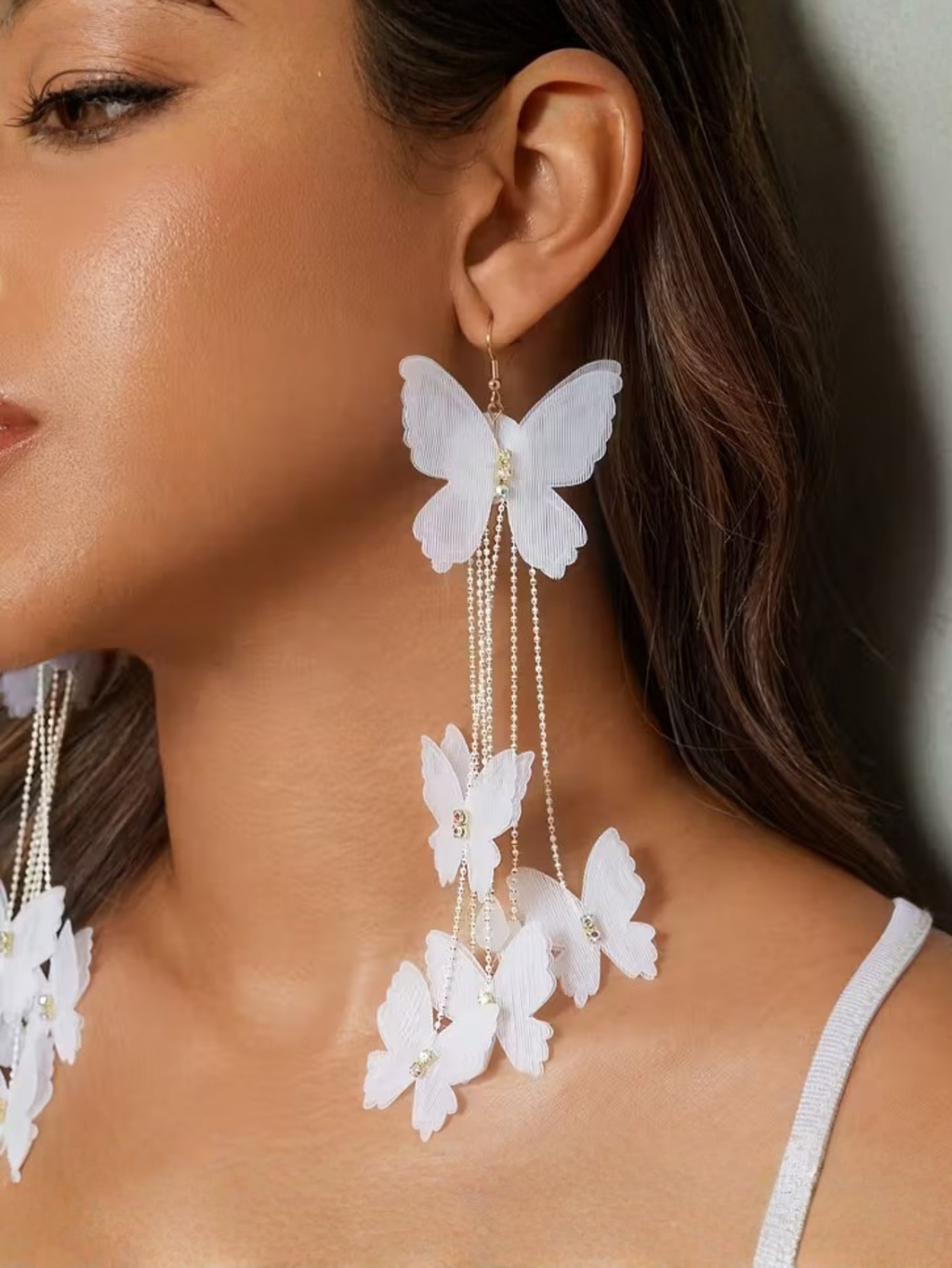 White Butterfly Earrings