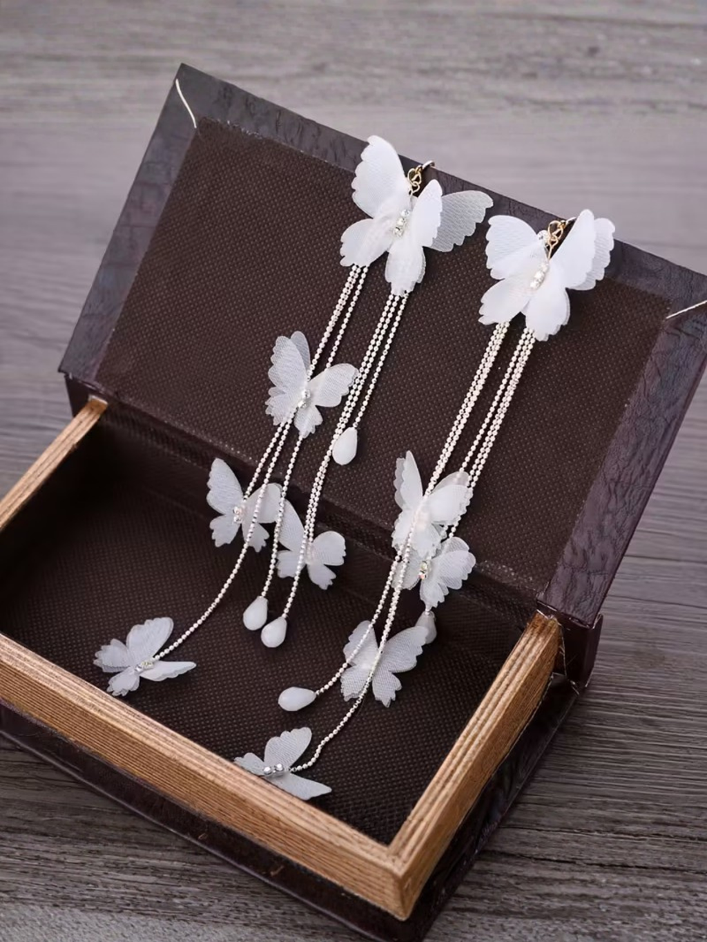 White Butterfly Earrings