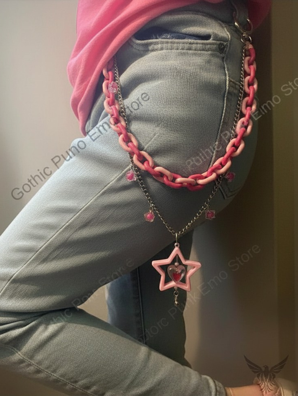 Kandi Hot Pink Pants Chain