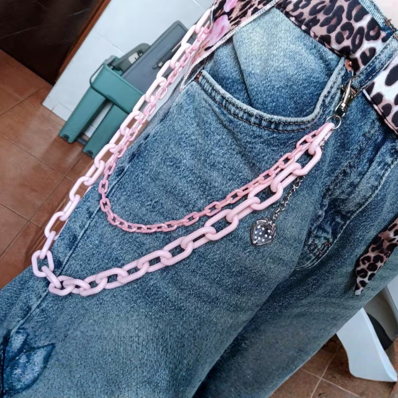 Strawberry Pink Pants Chain