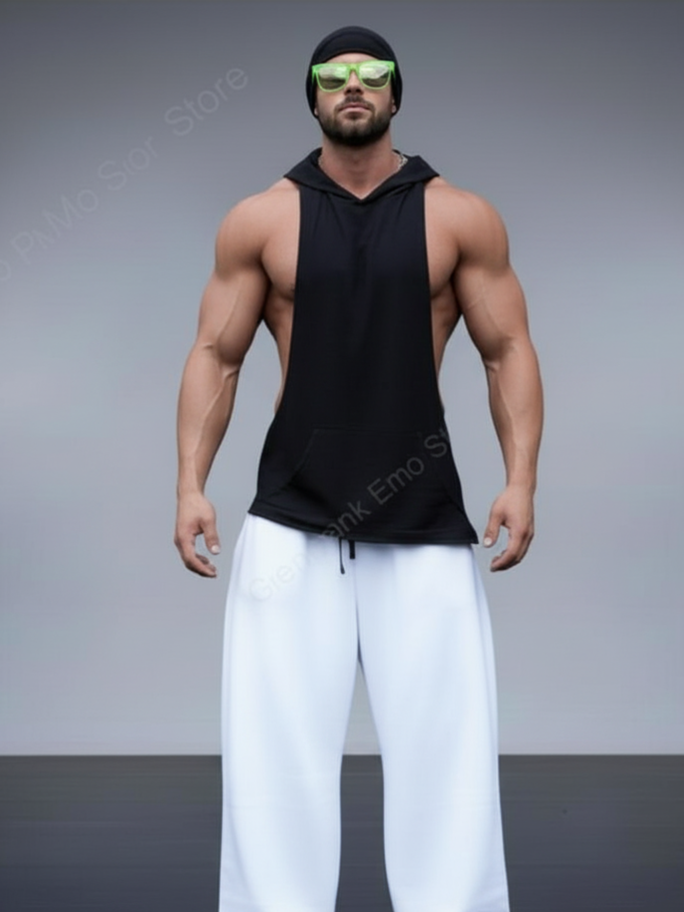 Black Sleeveless Hoodie