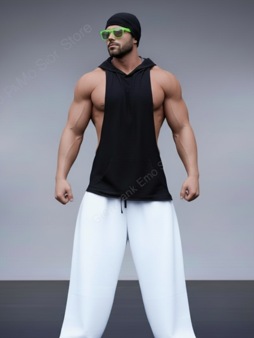 Black Sleeveless Hoodie
