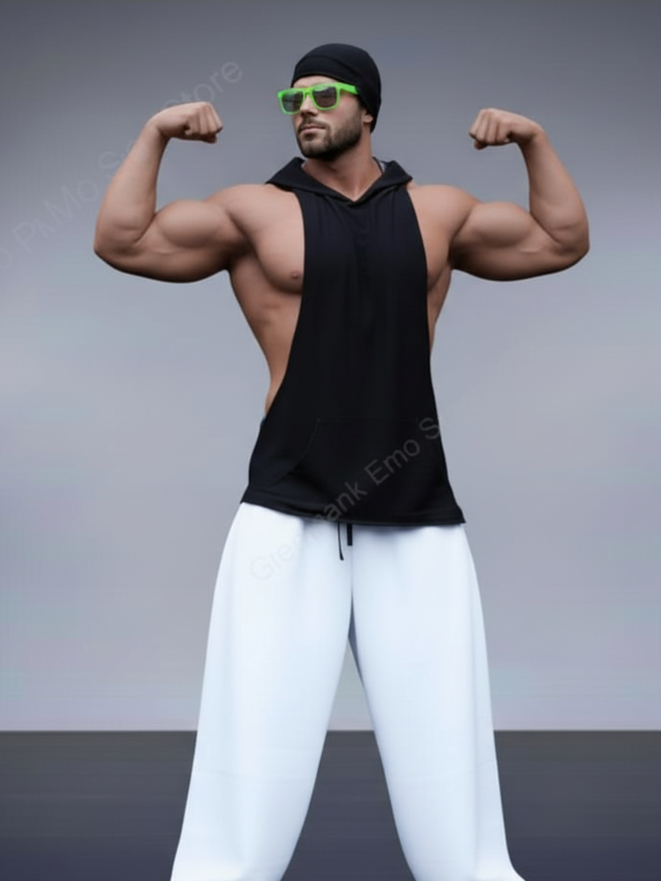 Black Sleeveless Hoodie