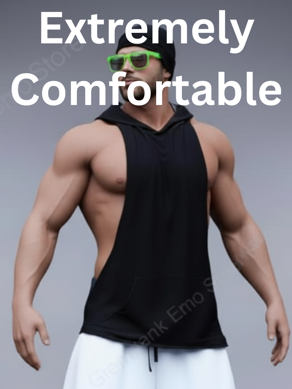 Black Sleeveless Hoodie