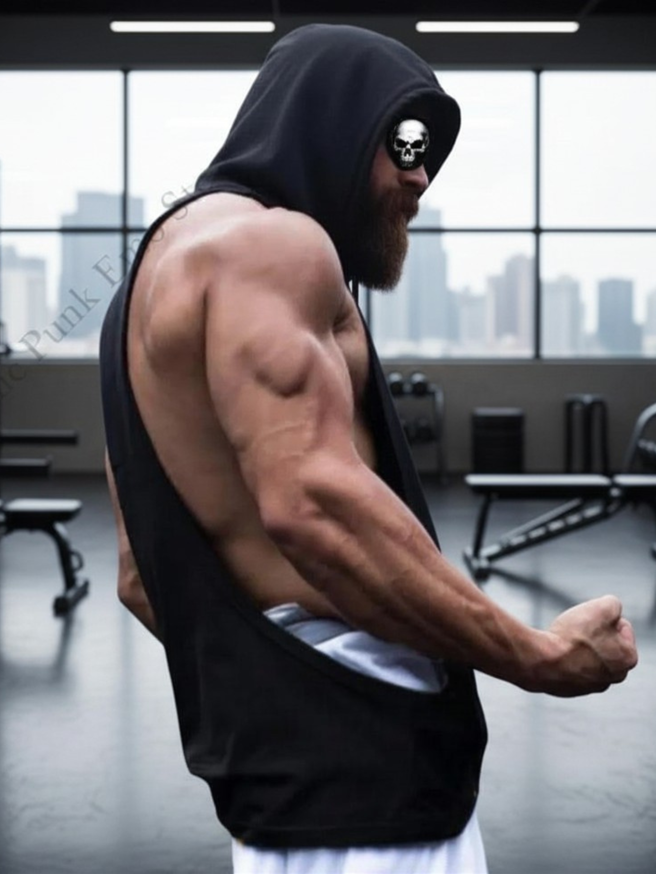 Black Sleeveless Hoodie