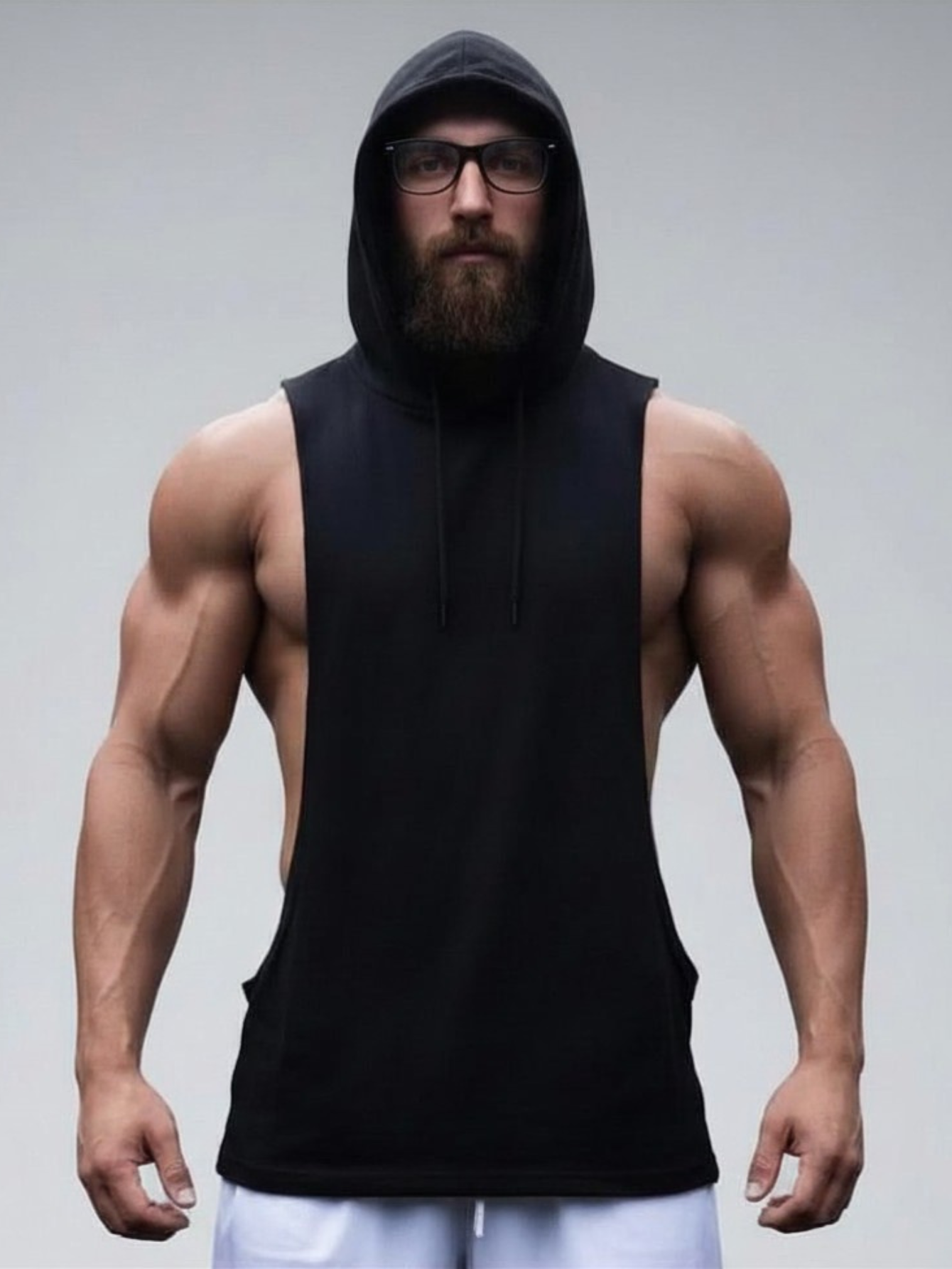 Black Sleeveless Hoodie