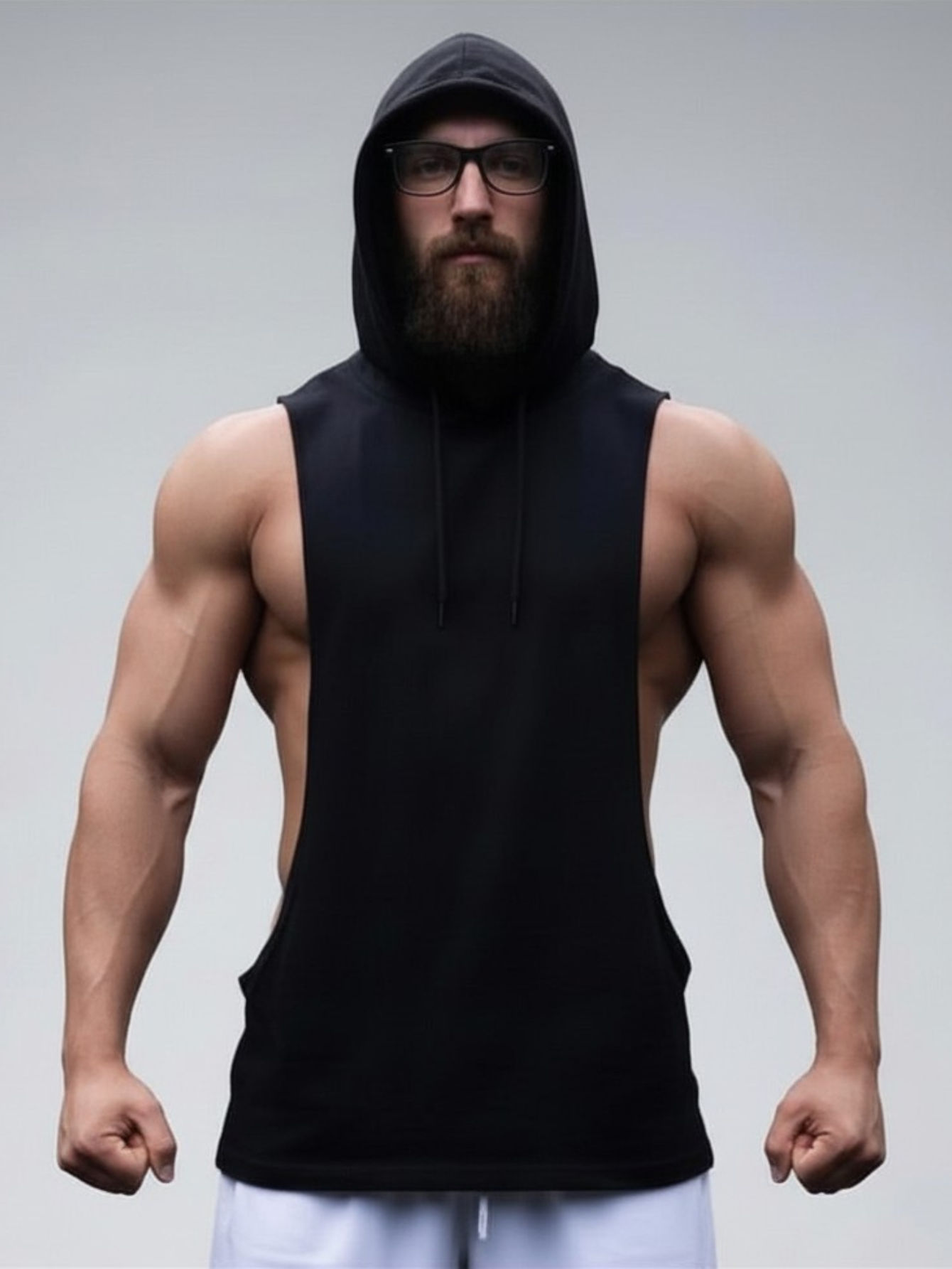 Black Sleeveless Hoodie