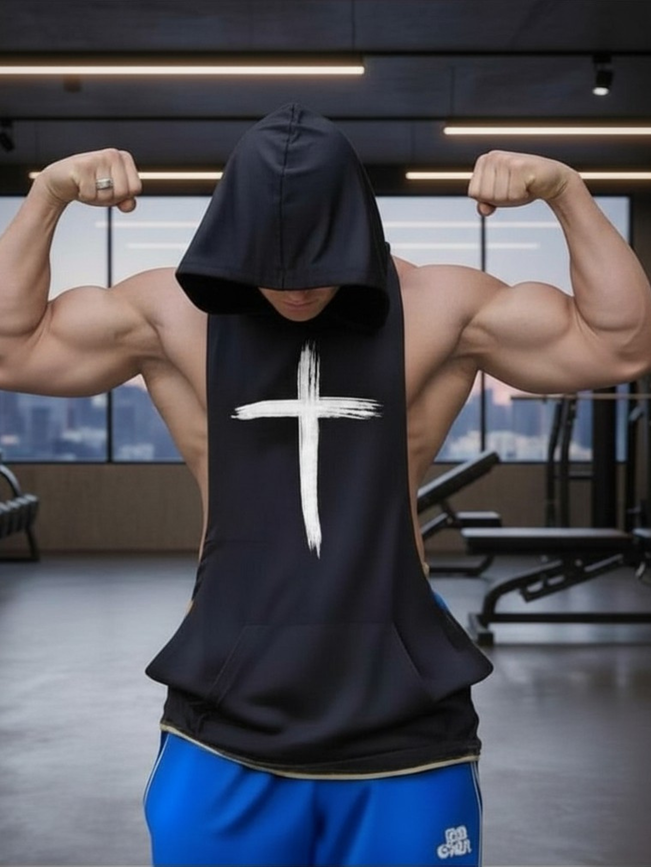 Cross Sleeveless Hoodie
