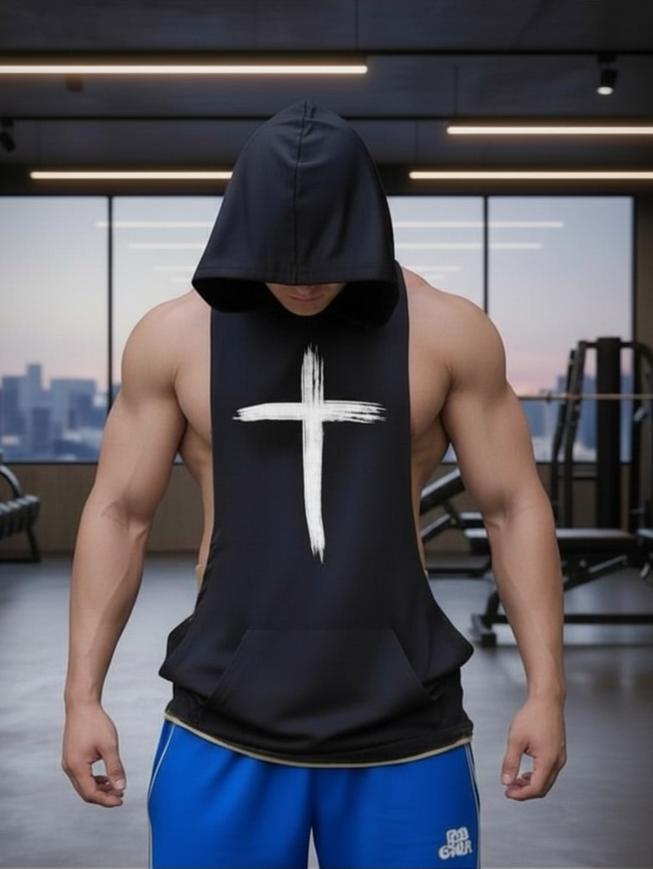 Cross Sleeveless Hoodie