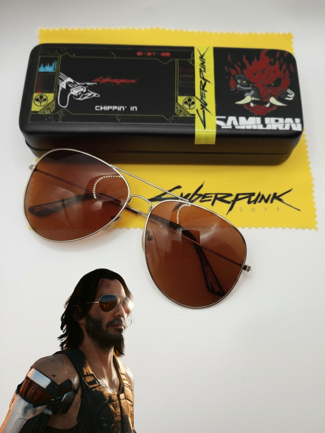 Johnny Silverhand Sunglasses with Case: Cyberpunk 2077