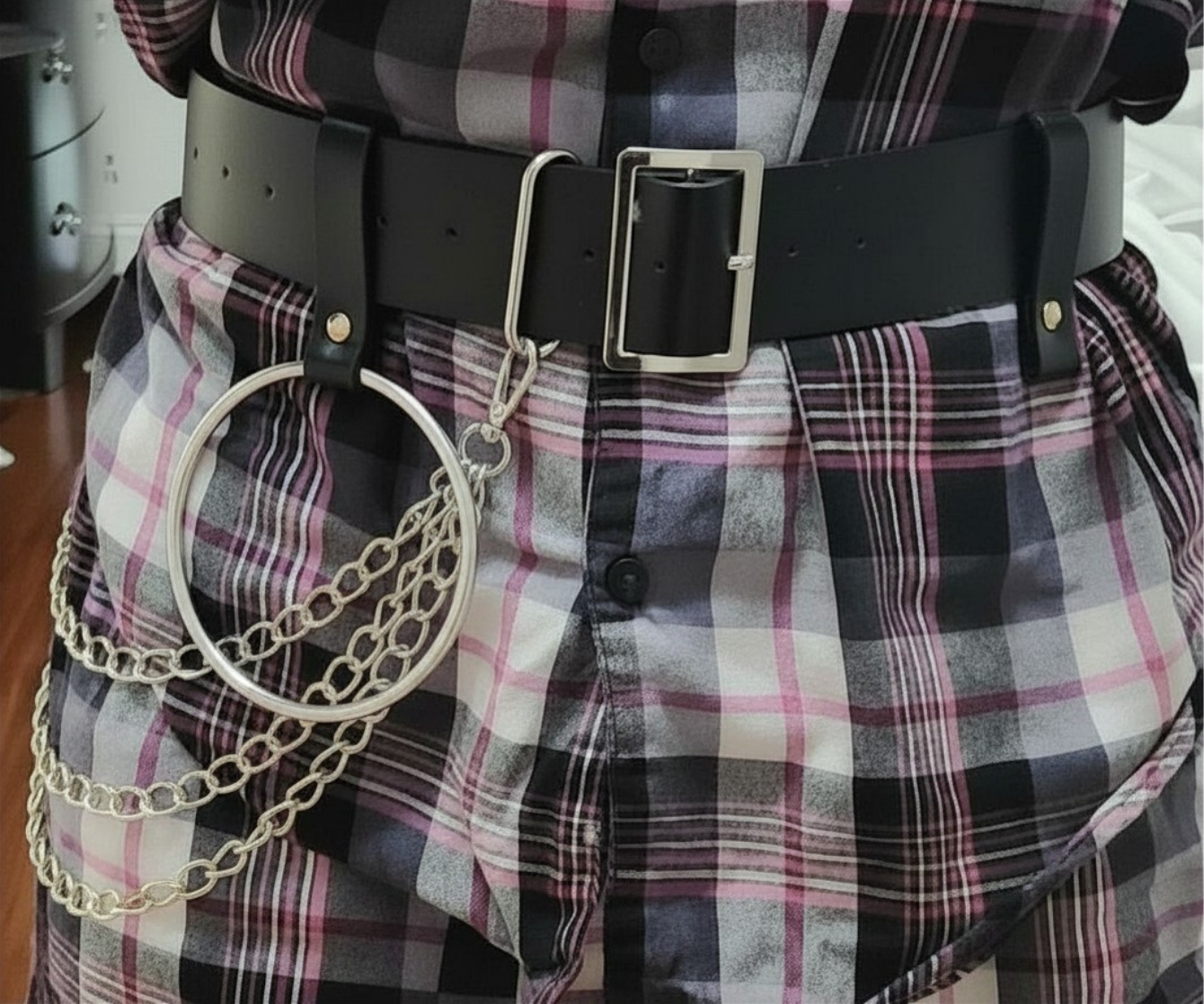Black O-Ring Chain Belt