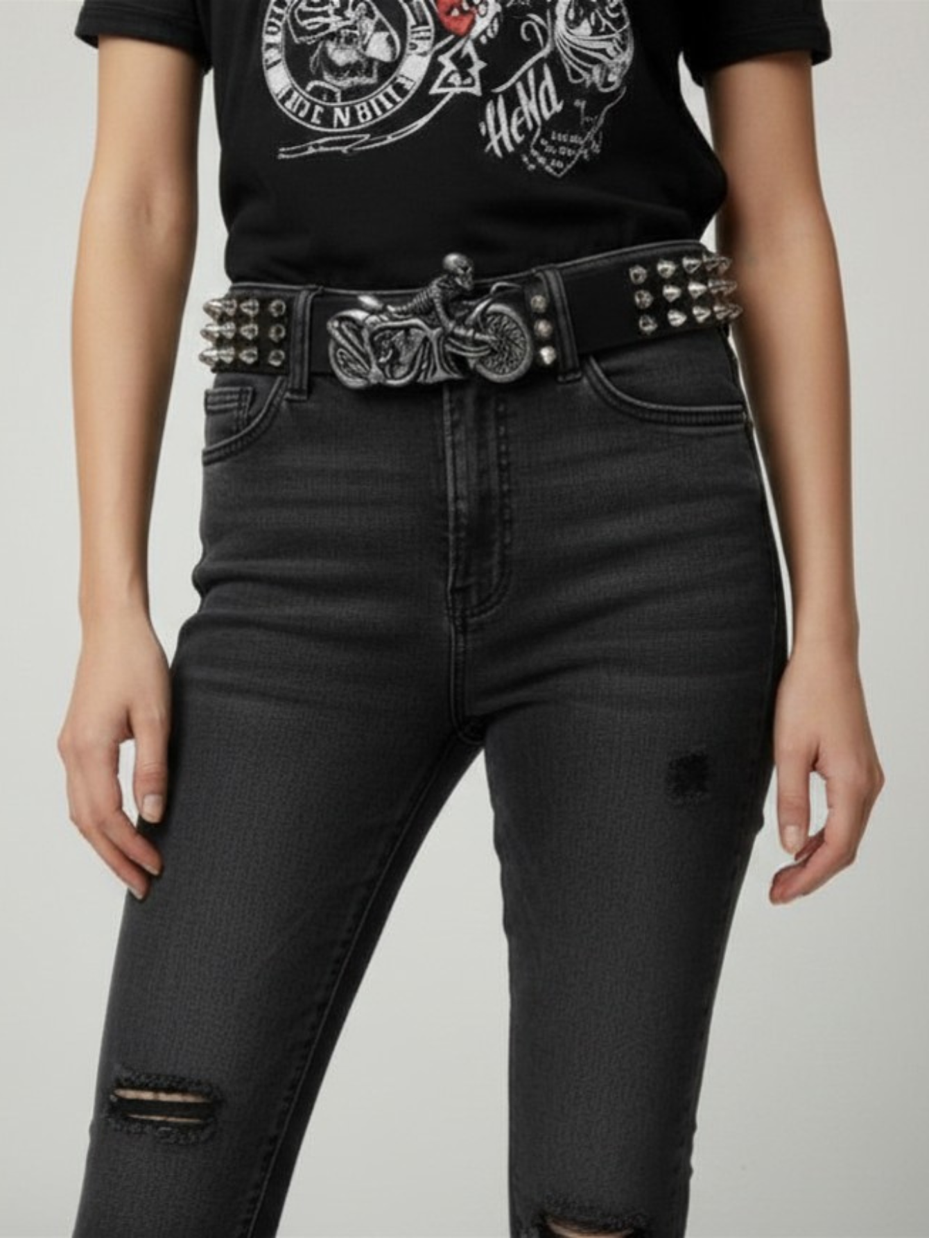 Skeleton Rider Spiked Belt