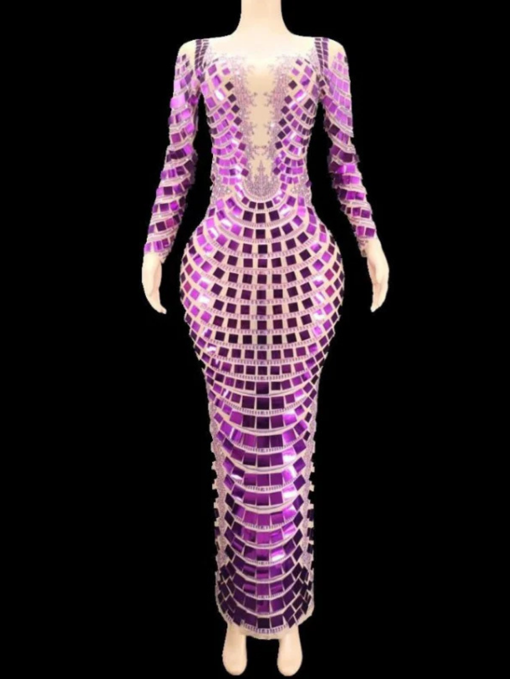 Purple Drag Mirror Glam Dress