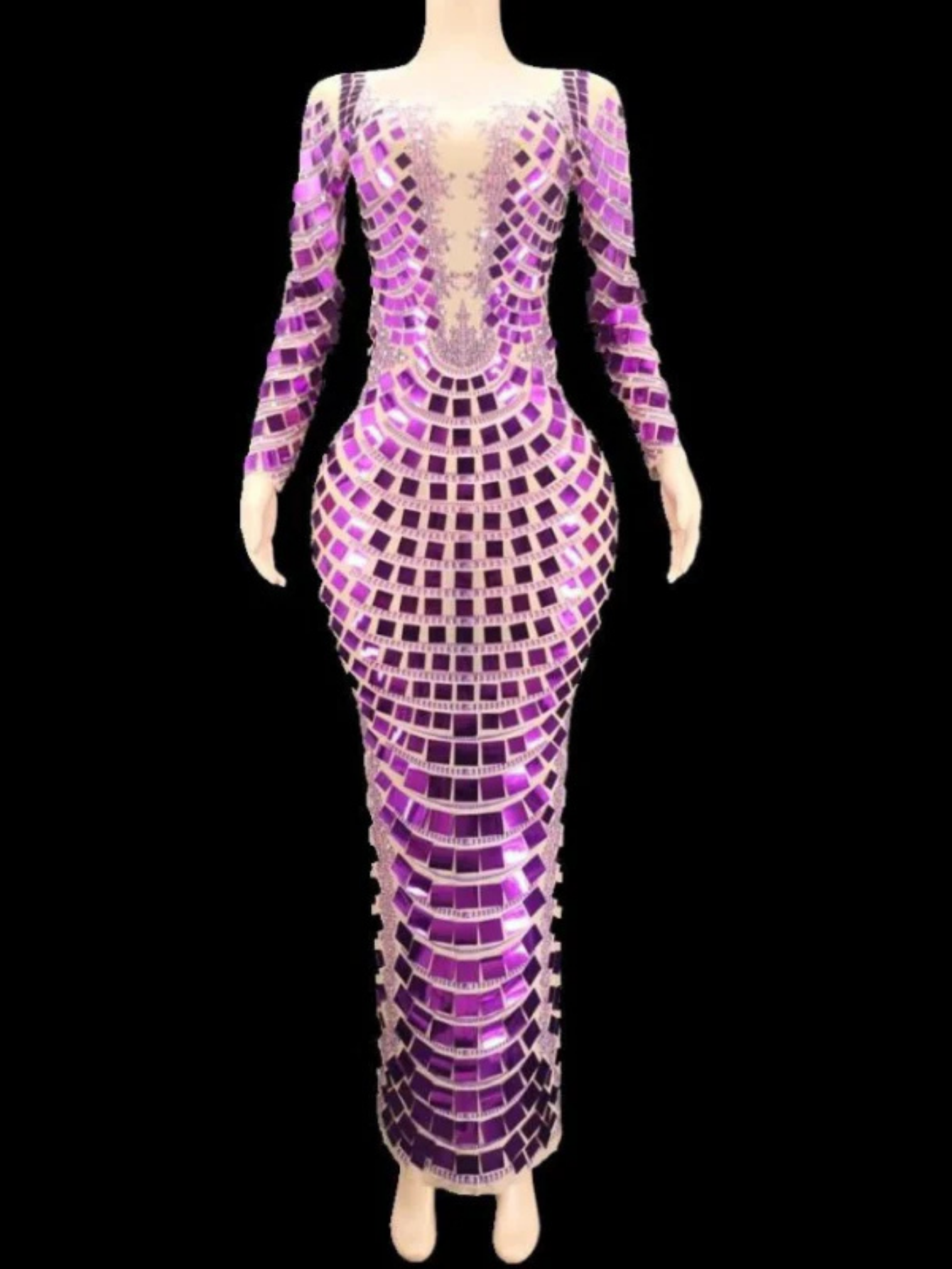 Purple Drag Mirror Glam Dress