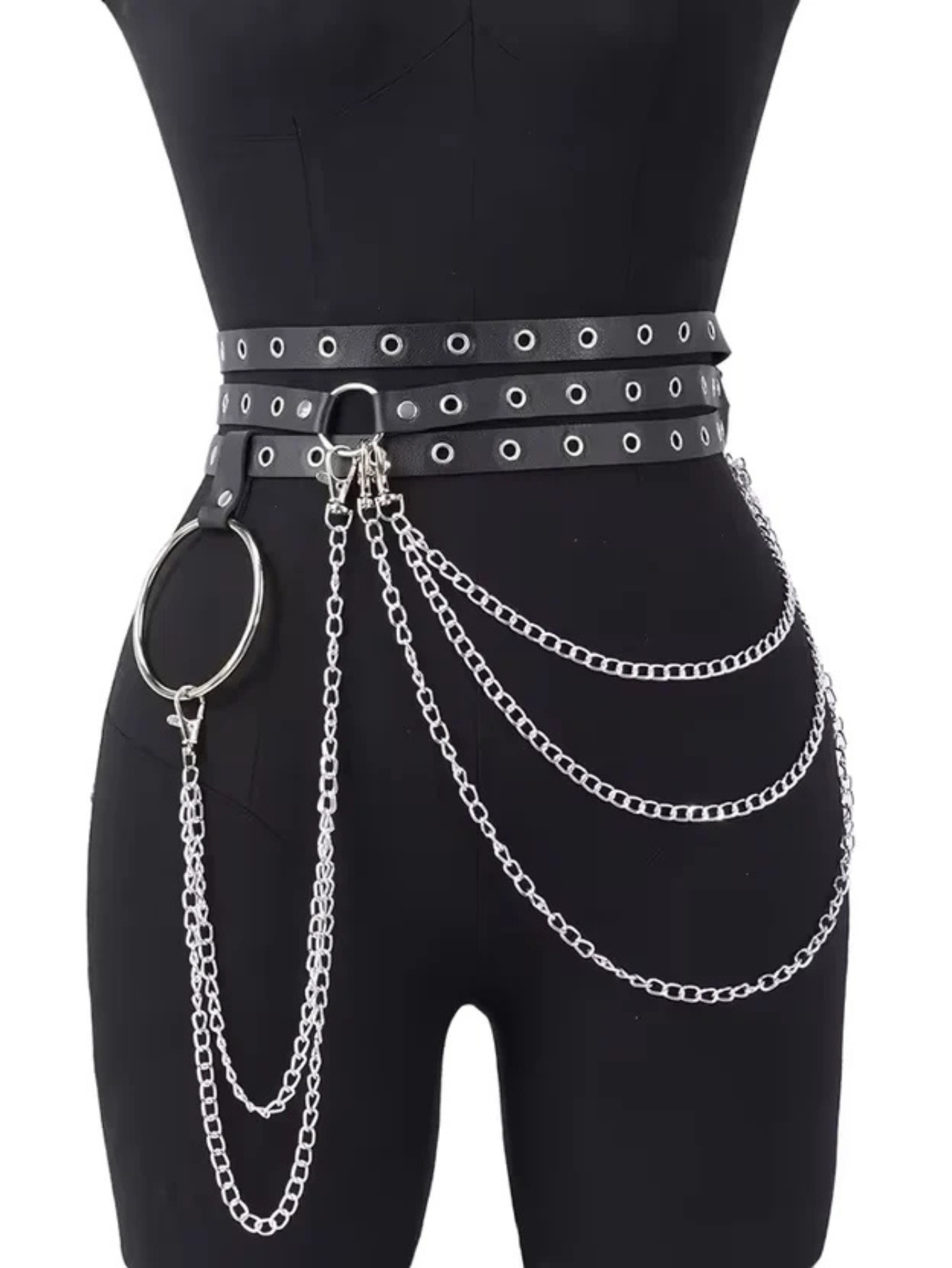 Black O-Ring Chain Belt