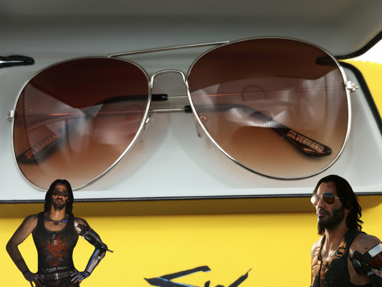 Johnny Silverhand Sunglasses with Case: Cyberpunk 2077