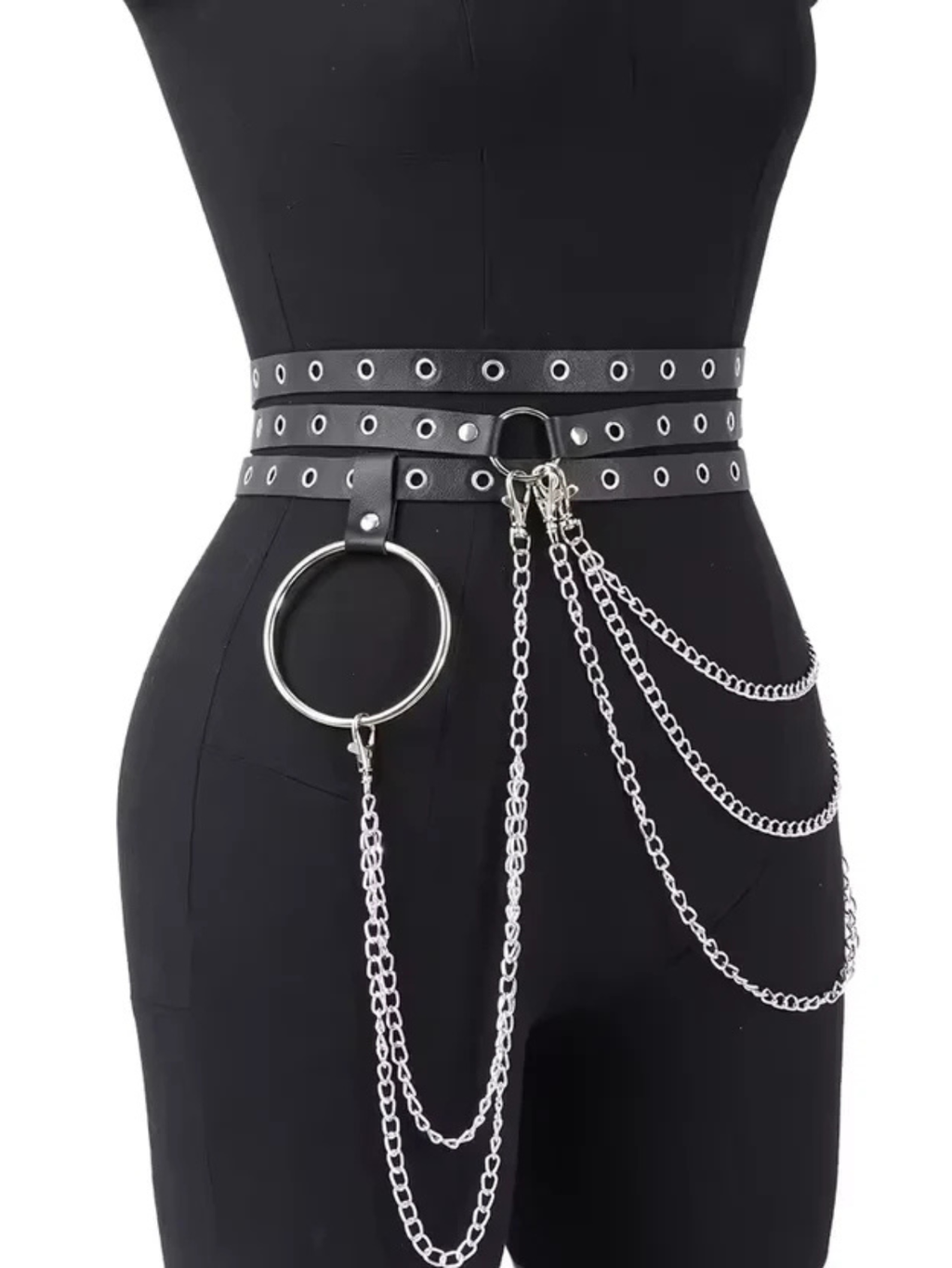 Black O-Ring Chain Belt