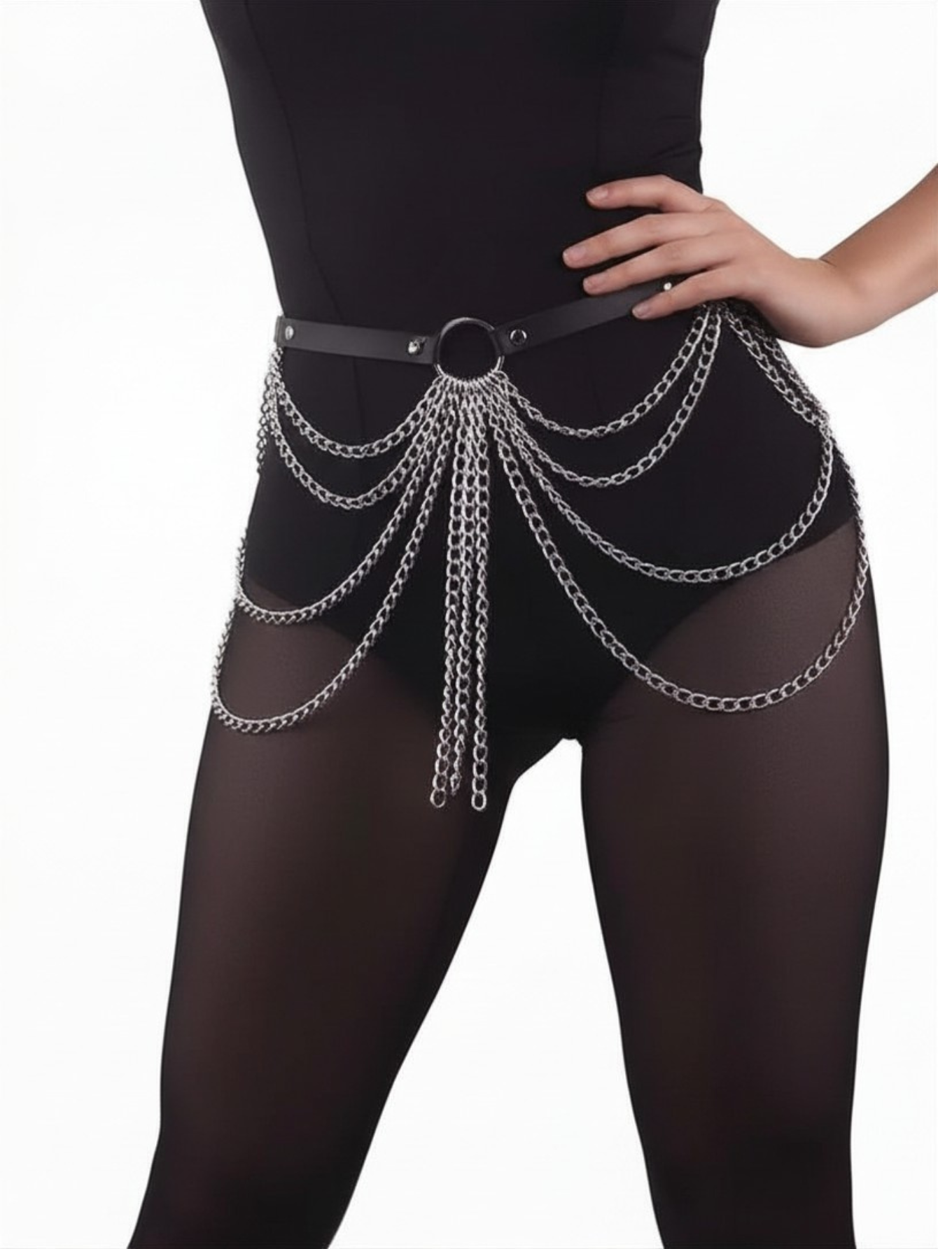 Black O-Ring Chain Belt