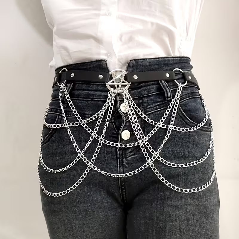 Emo Star Astrology Chain Mail Belt