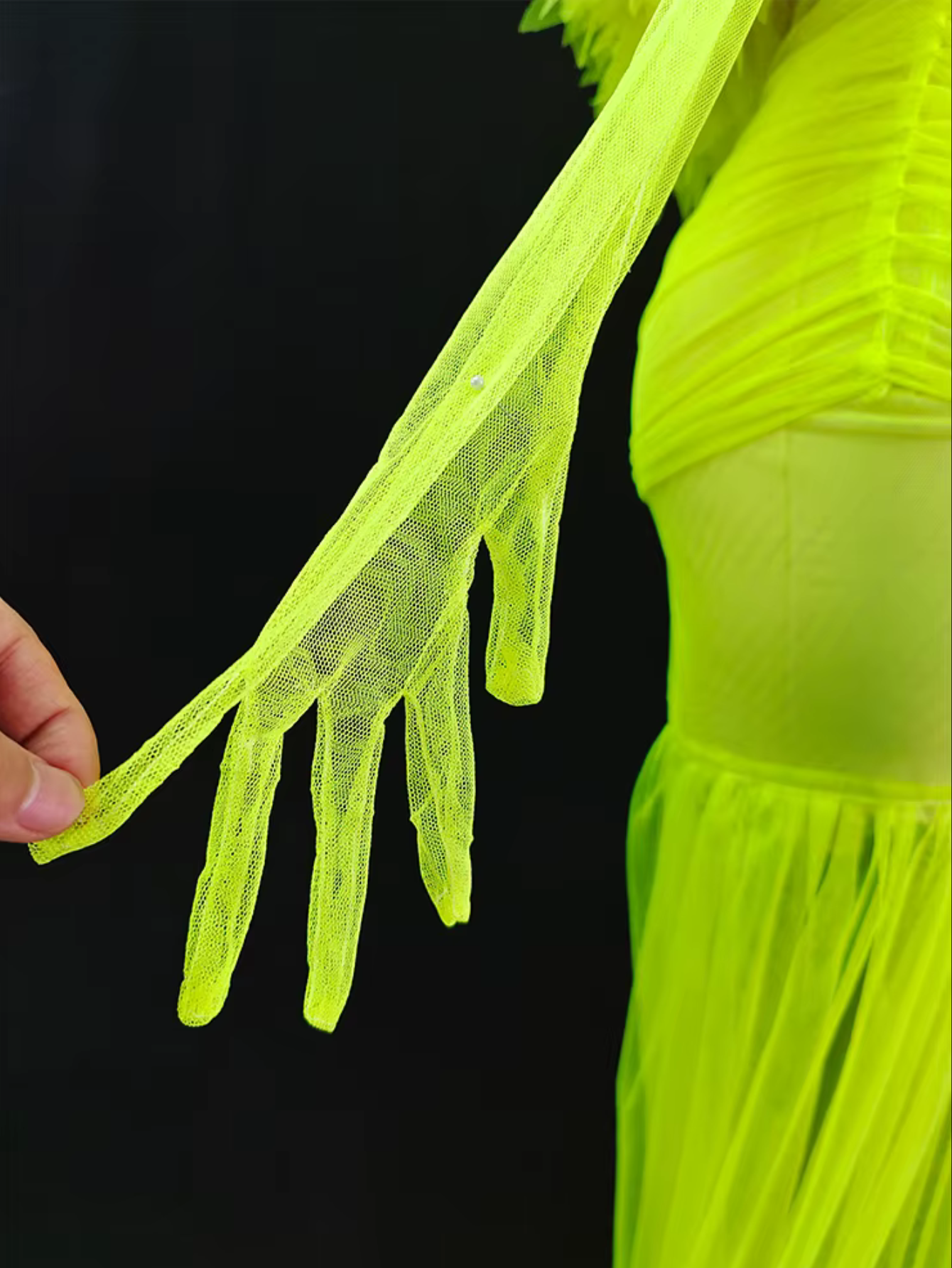 Sheer Neon Dress With Gloves