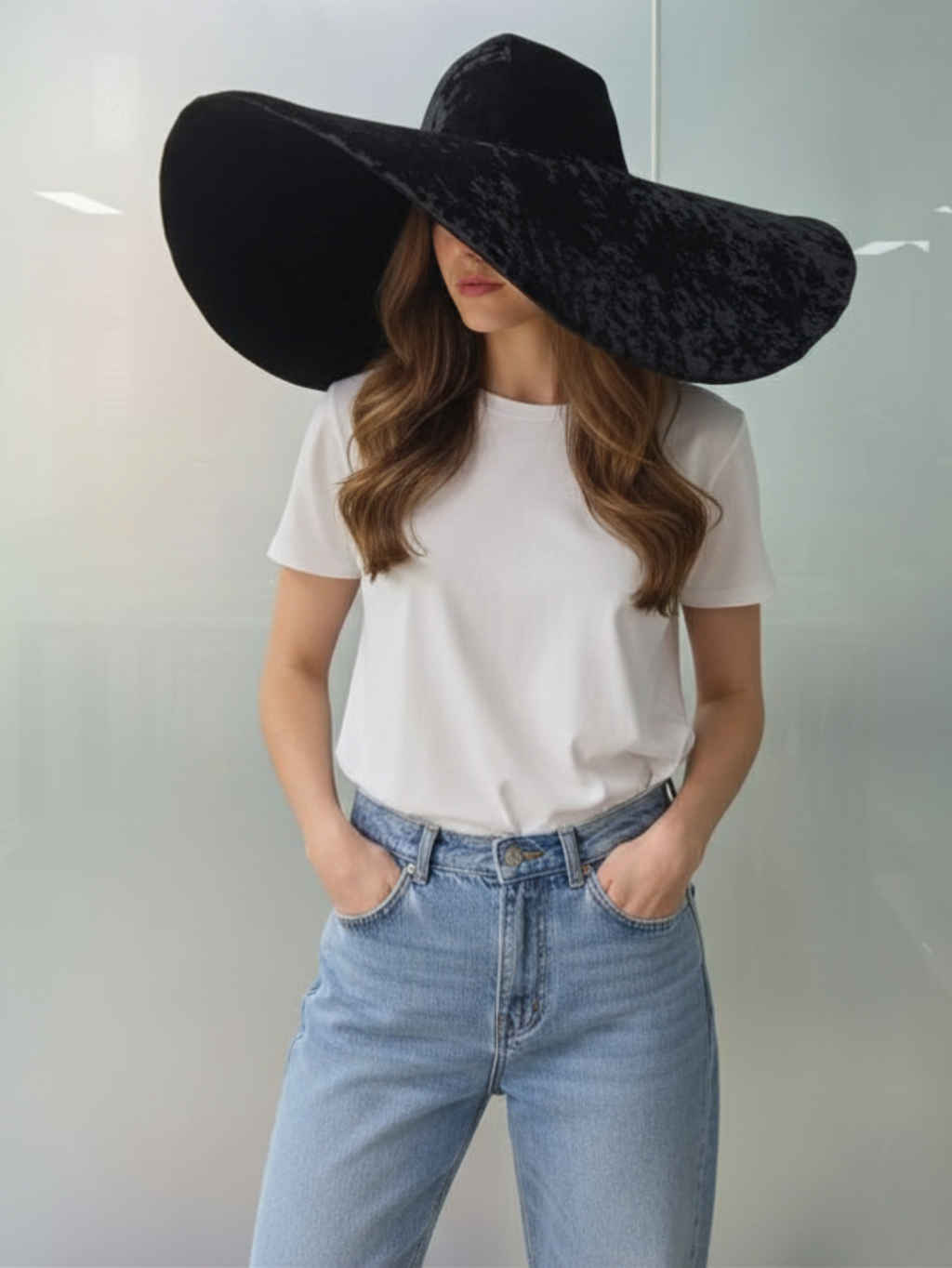 Large Brim Black Hat