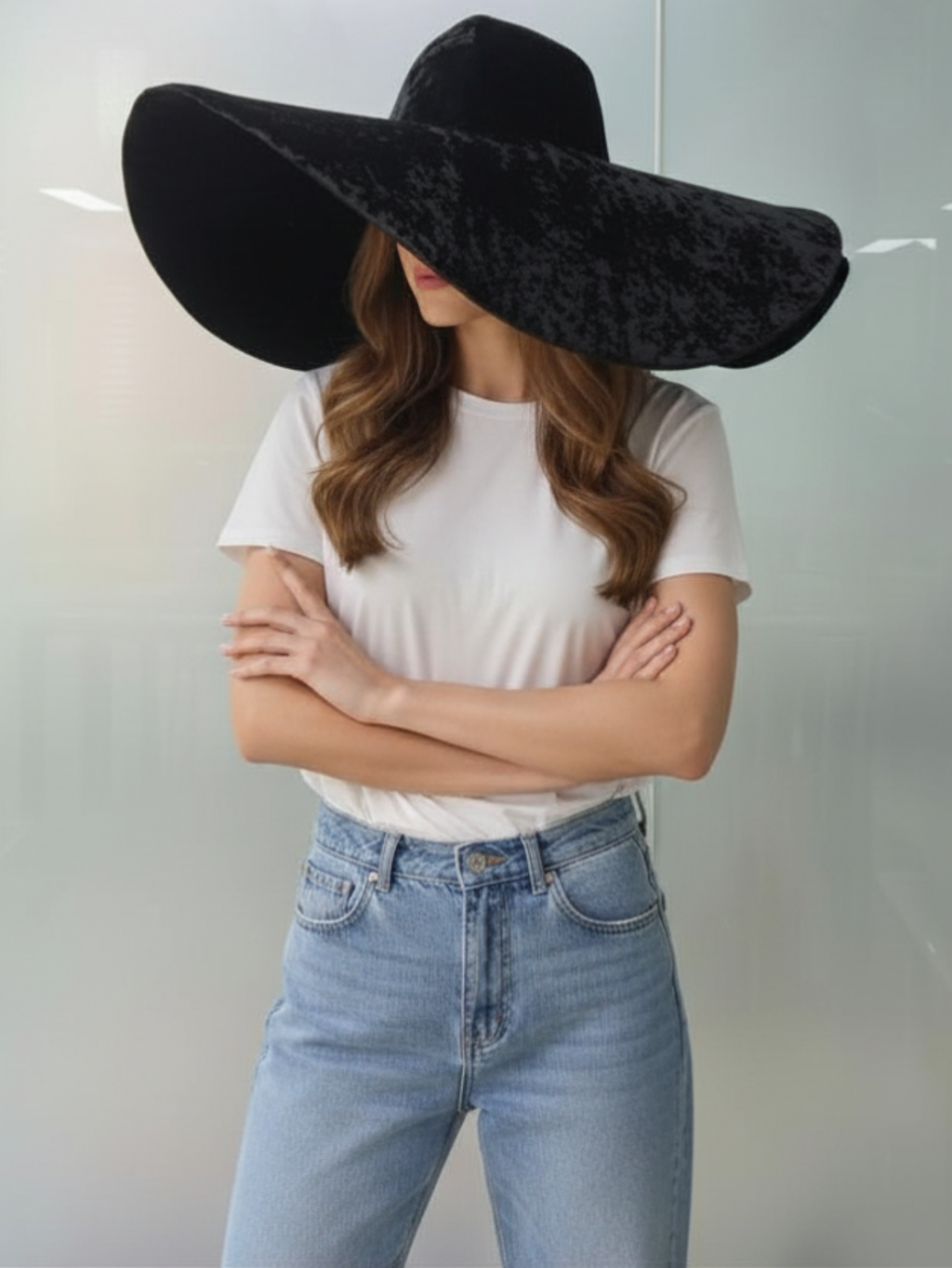 Large Brim Black Hat