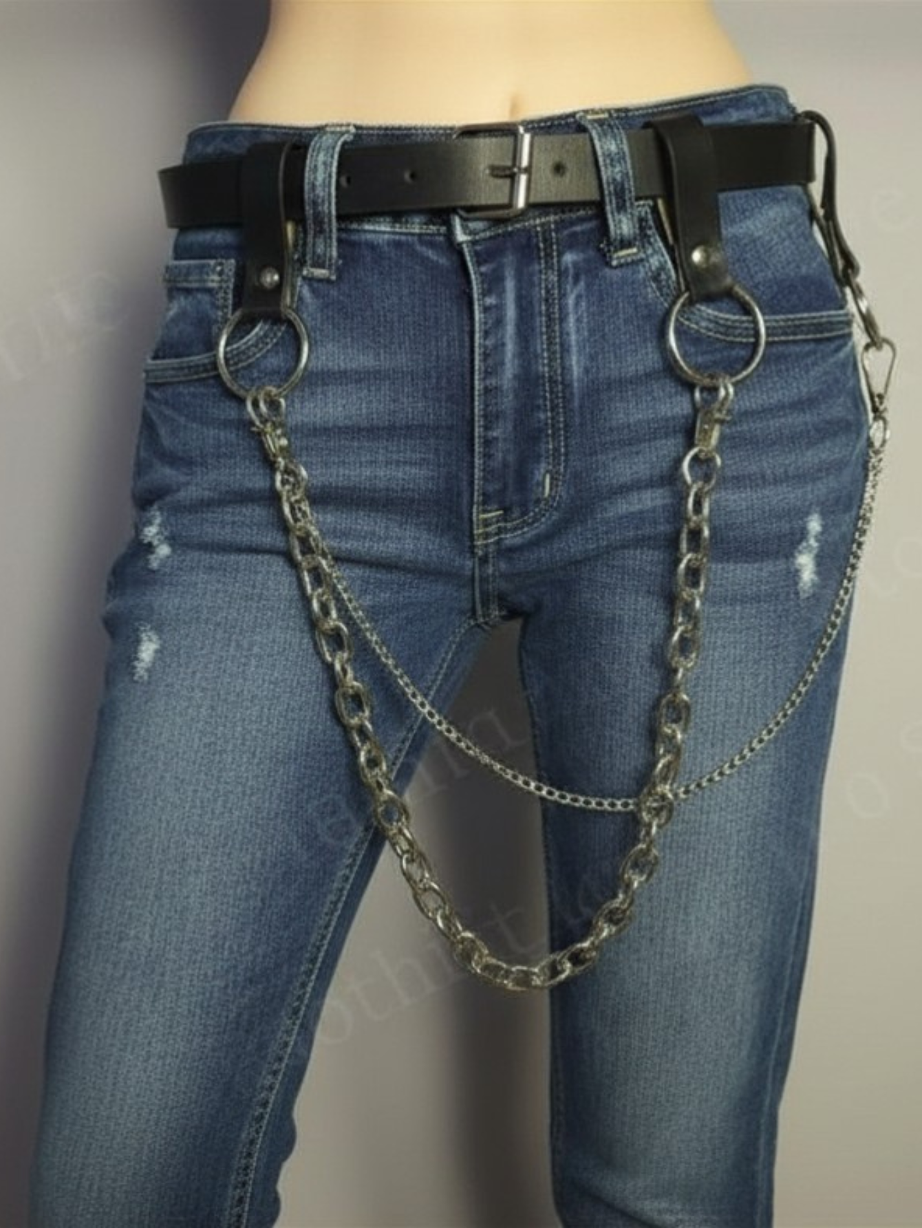 Black O-Ring Chain Belt