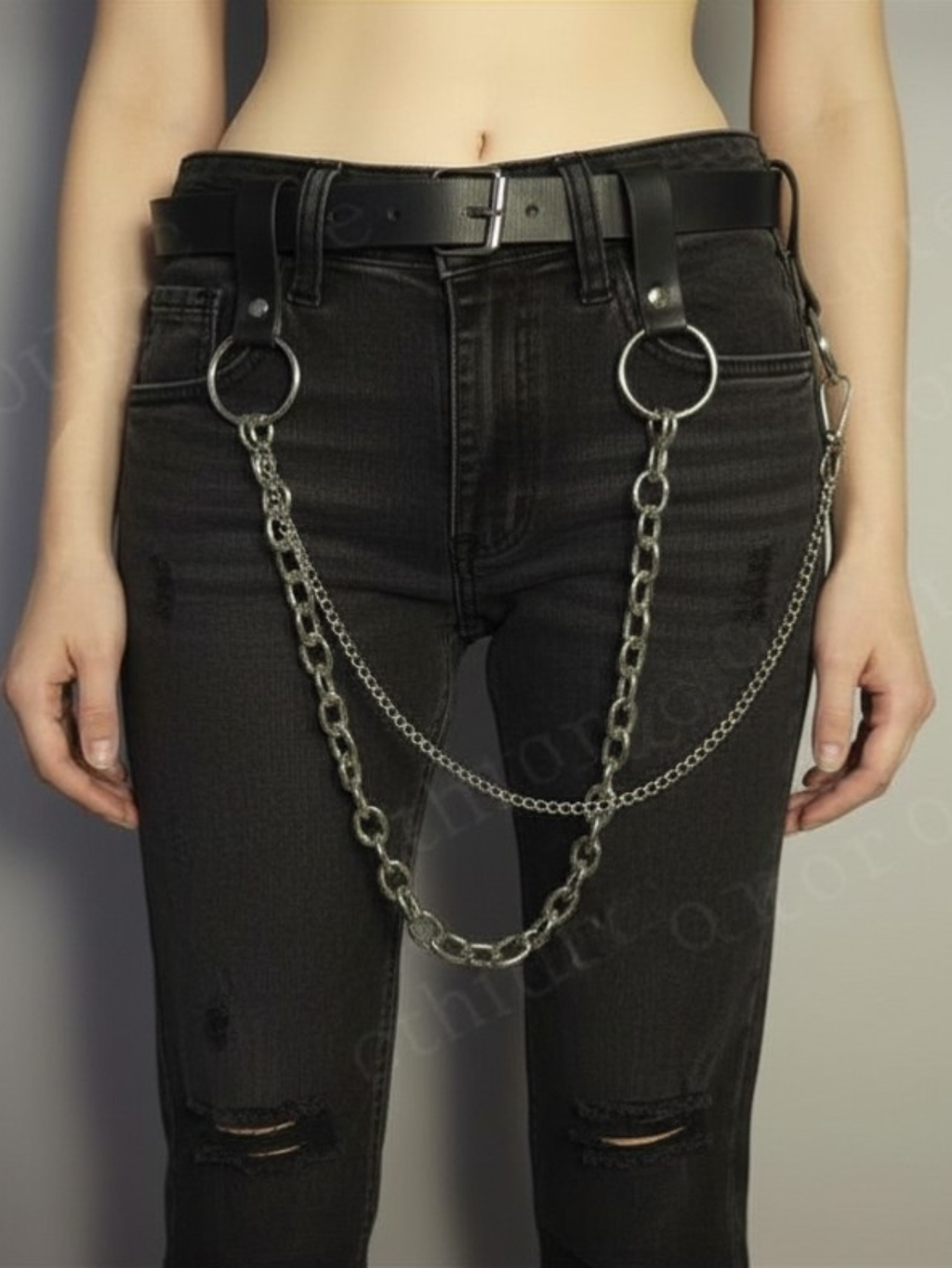 Black O-Ring Chain Belt
