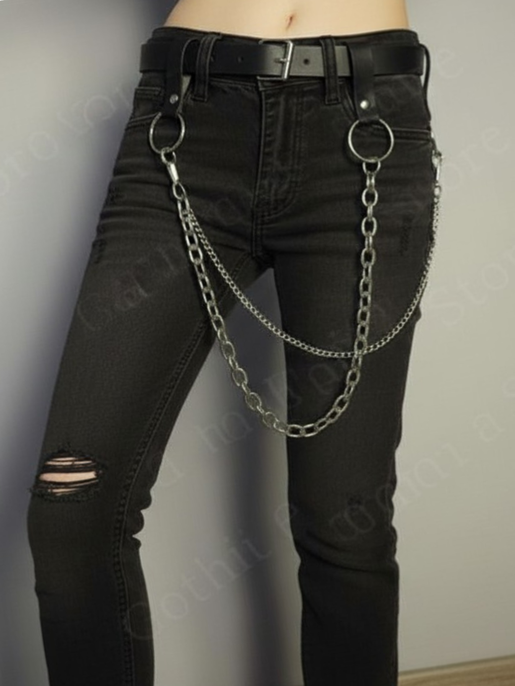 Black O-Ring Chain Belt
