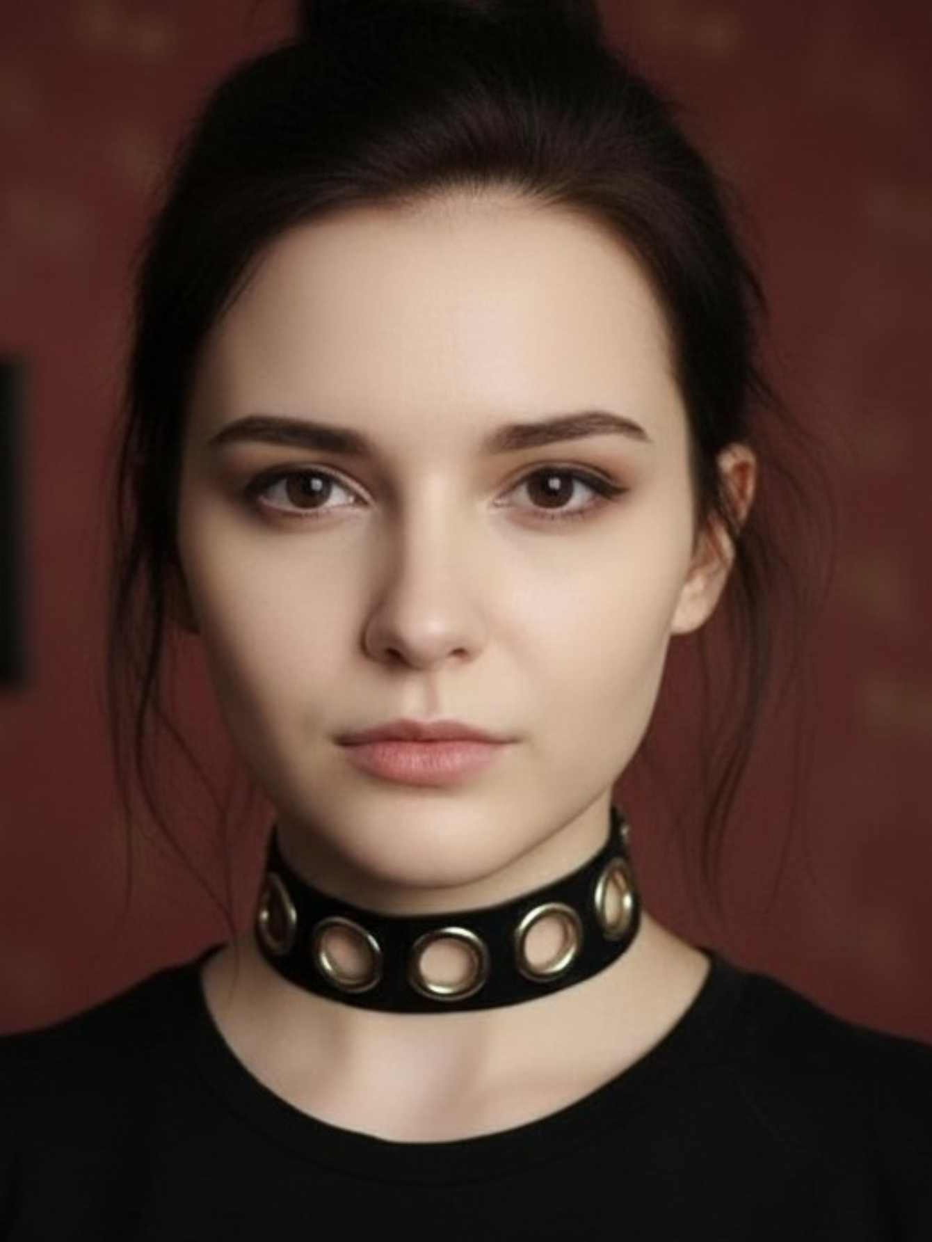 Black PU Leather O-Ring Collar