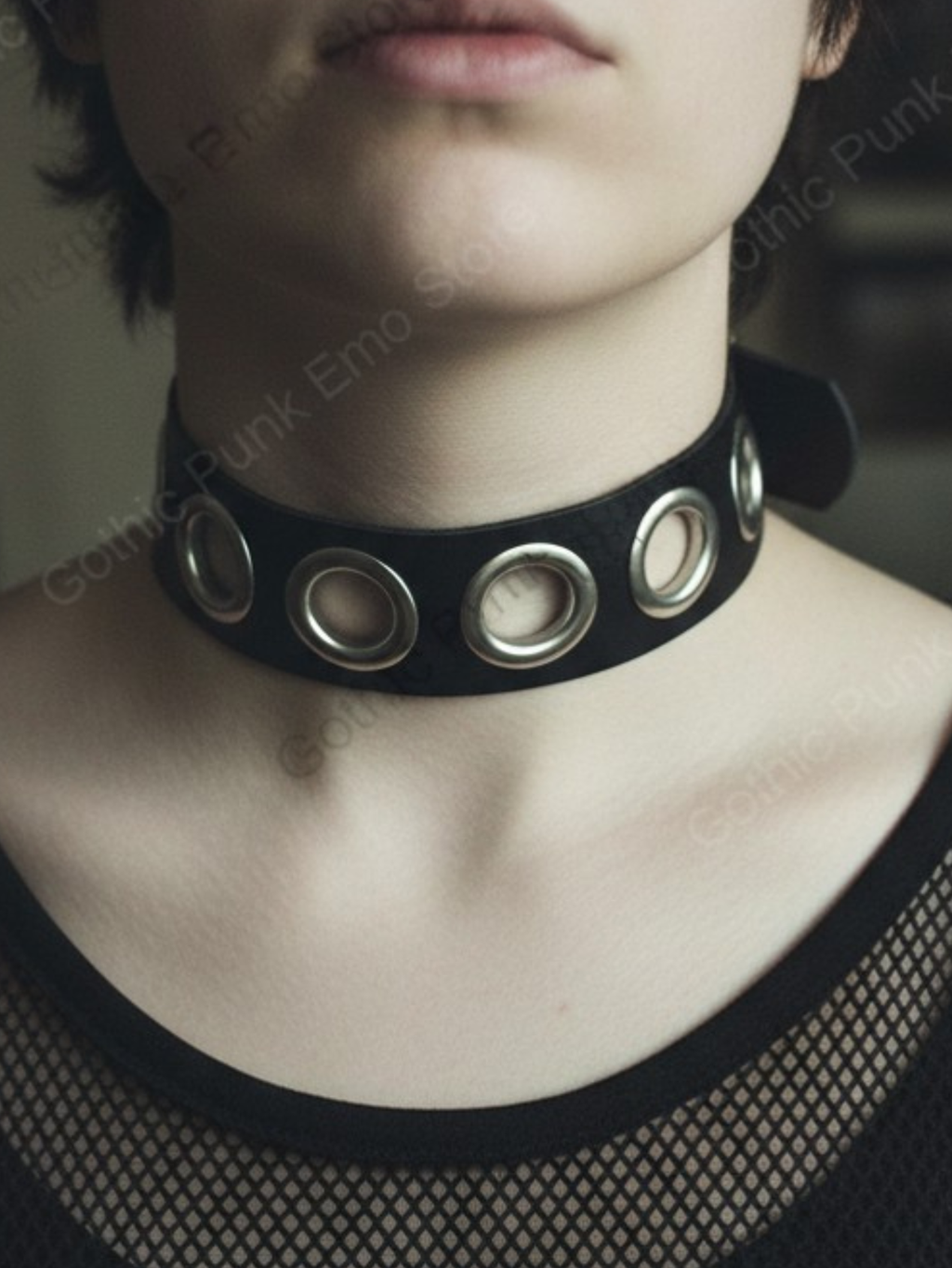 Black PU Leather O-Ring Collar