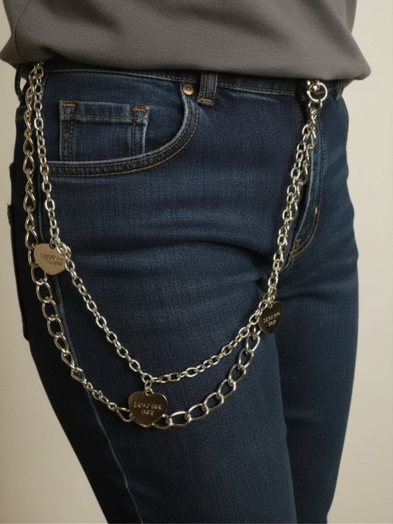Layered Heart Charm Pants Chain