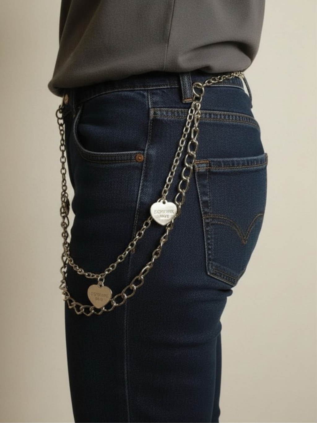 Layered Heart Charm Pants Chain