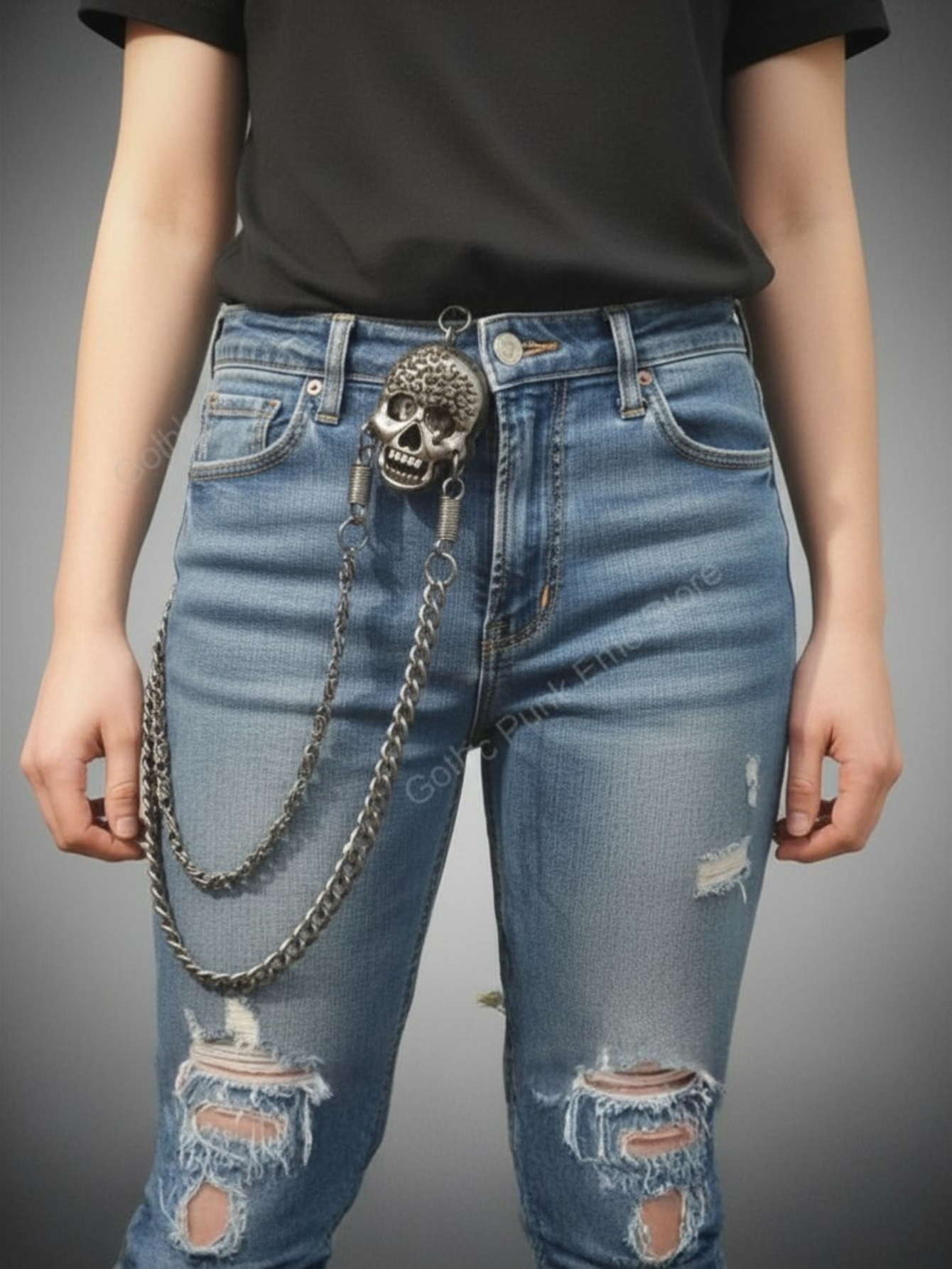 Skull Heavy Metal Steel Wallet Chain