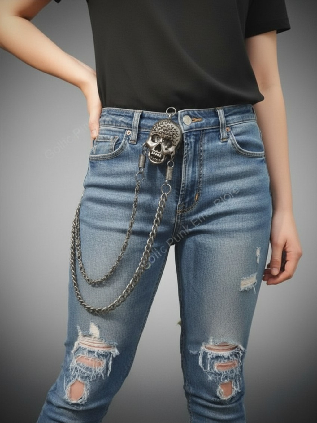 Skull Heavy Metal Steel Wallet Chain
